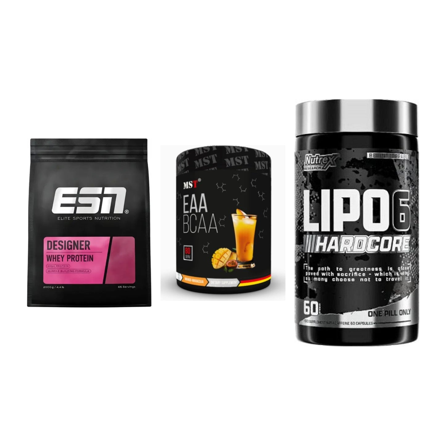 Definitionsphase-Set: ESN Designer + MST EAA & BCAA + Nutrex Lipo 6 – alle enthaltenen Artikel