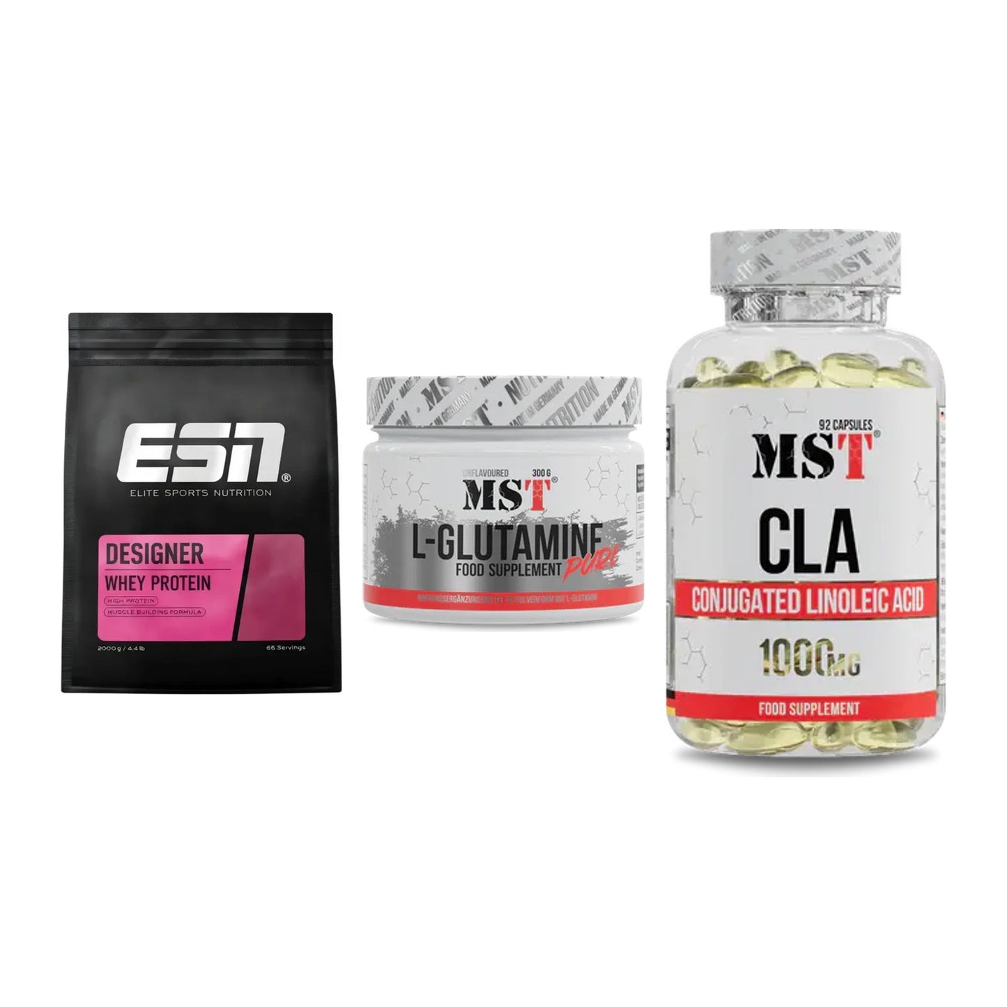 Definitionsphase-Set: ESN Designer + MST Glutamine + MST CLA 1000mg – alle enthaltenen Artikel