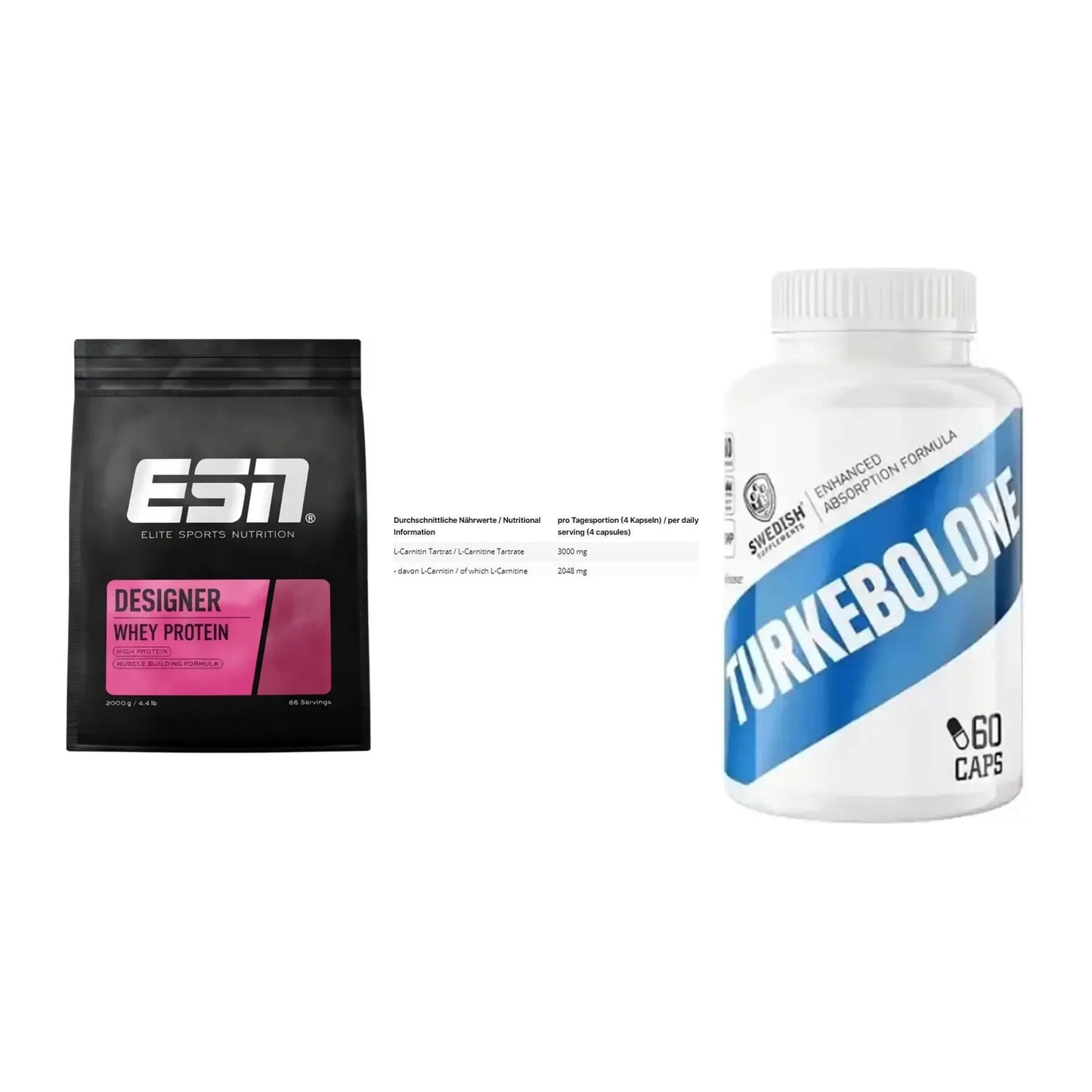 Definitionsphase-Set: ESN Designer + INLEAD L-Carni + Swedish Supple – alle enthaltenen Artikel
