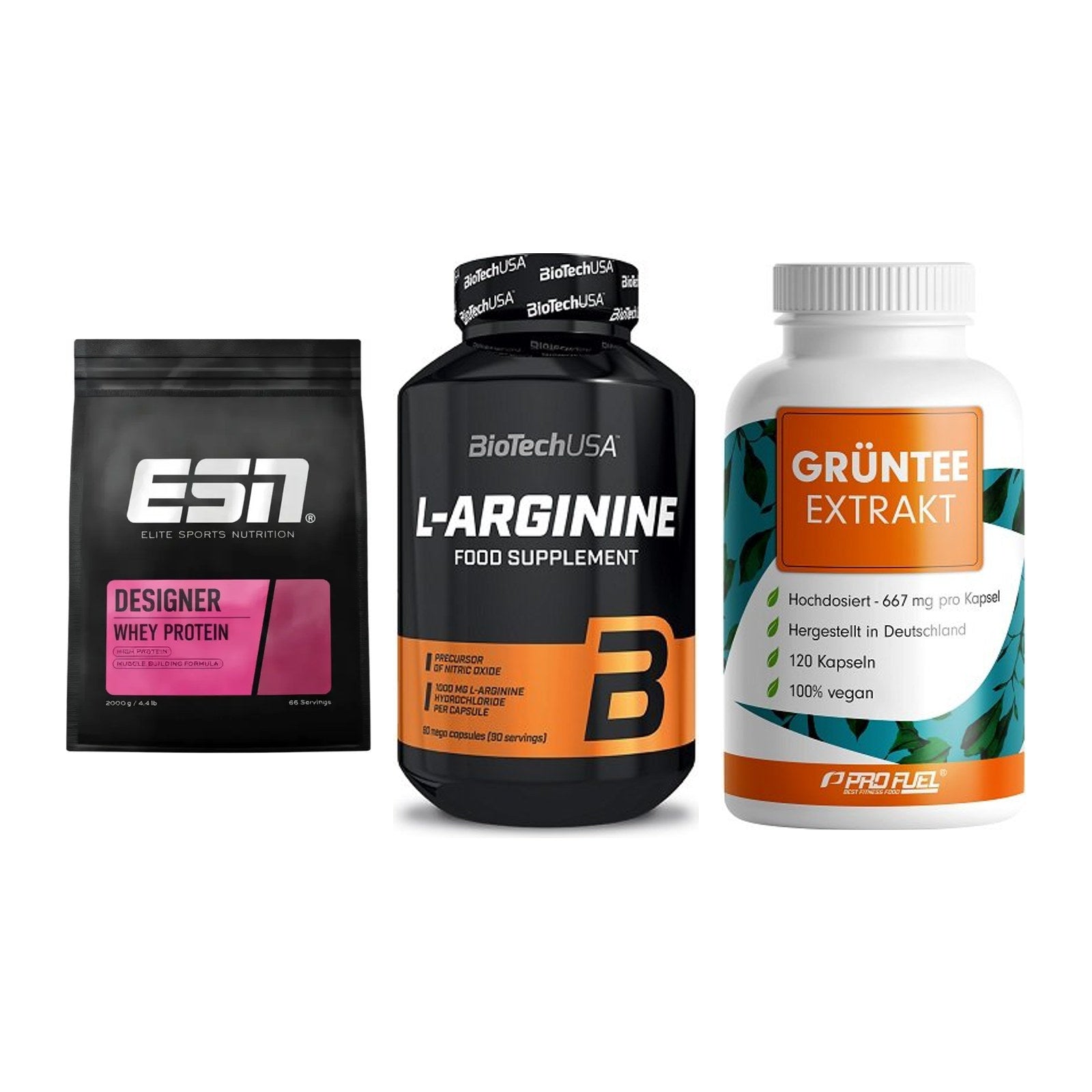 Definitionsphase-Set: ESN Designer + BioTech L-Argi + ProFuel Grünte – alle enthaltenen Artikel
