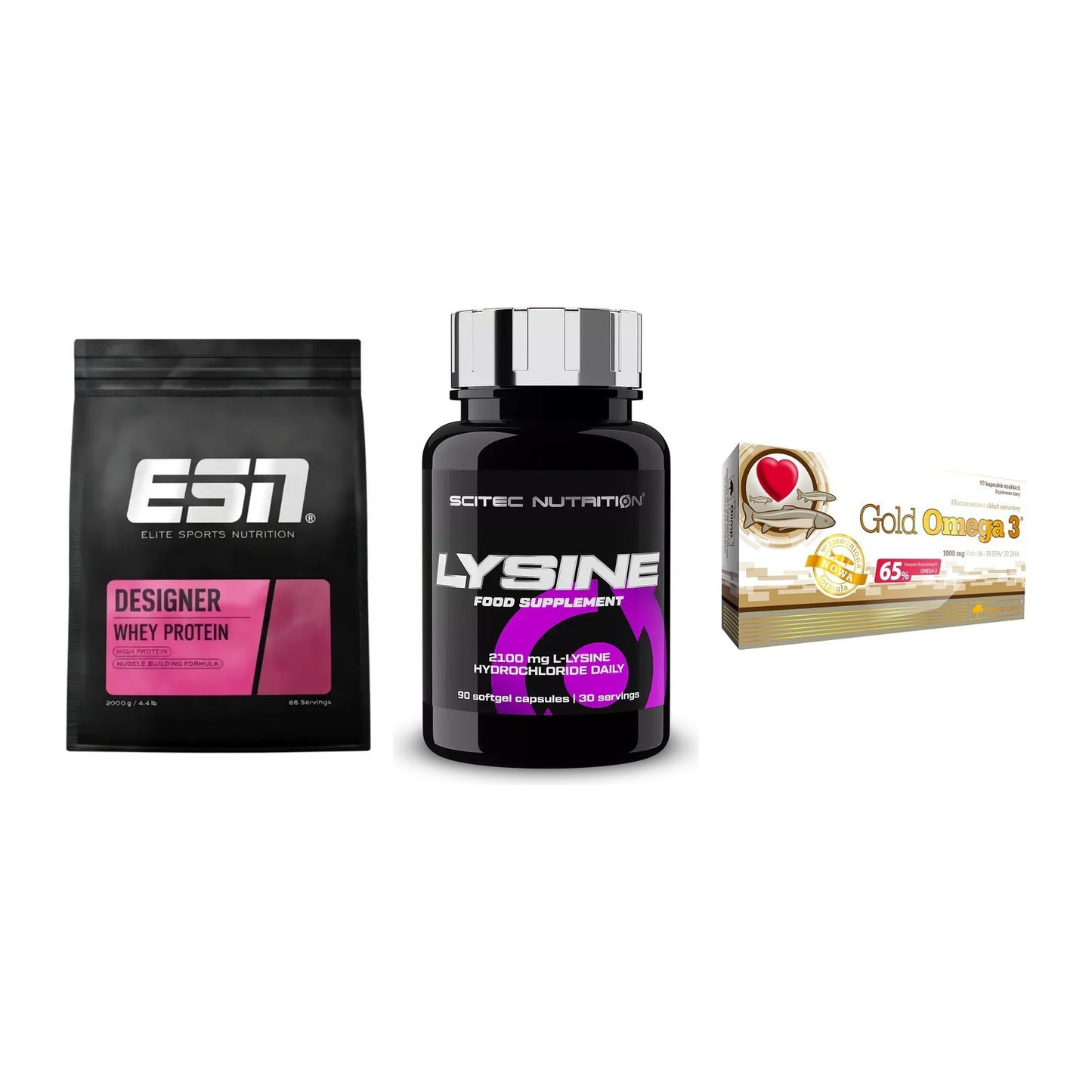 Definitionsphase-Set: ESN Designer + Scitec Lysine + Olimp Omega 3 – alle enthaltenen Artikel