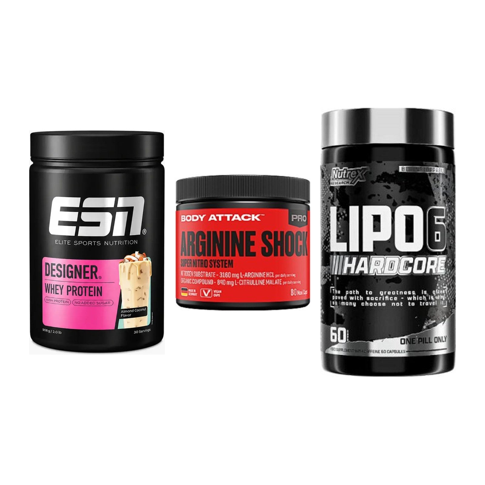 Definitionsphase-Set: ESN Designer + Body Attack + Nutrex Lipo 6 – alle enthaltenen Artikel