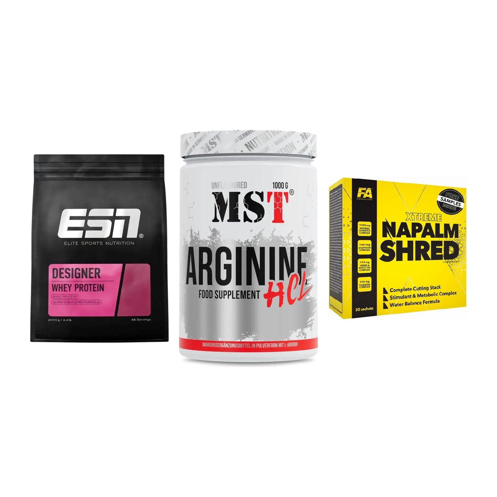 Definitionsphase-Set: ESN Designer + MST Arginine + FA Nutrition – alle enthaltenen Artikel