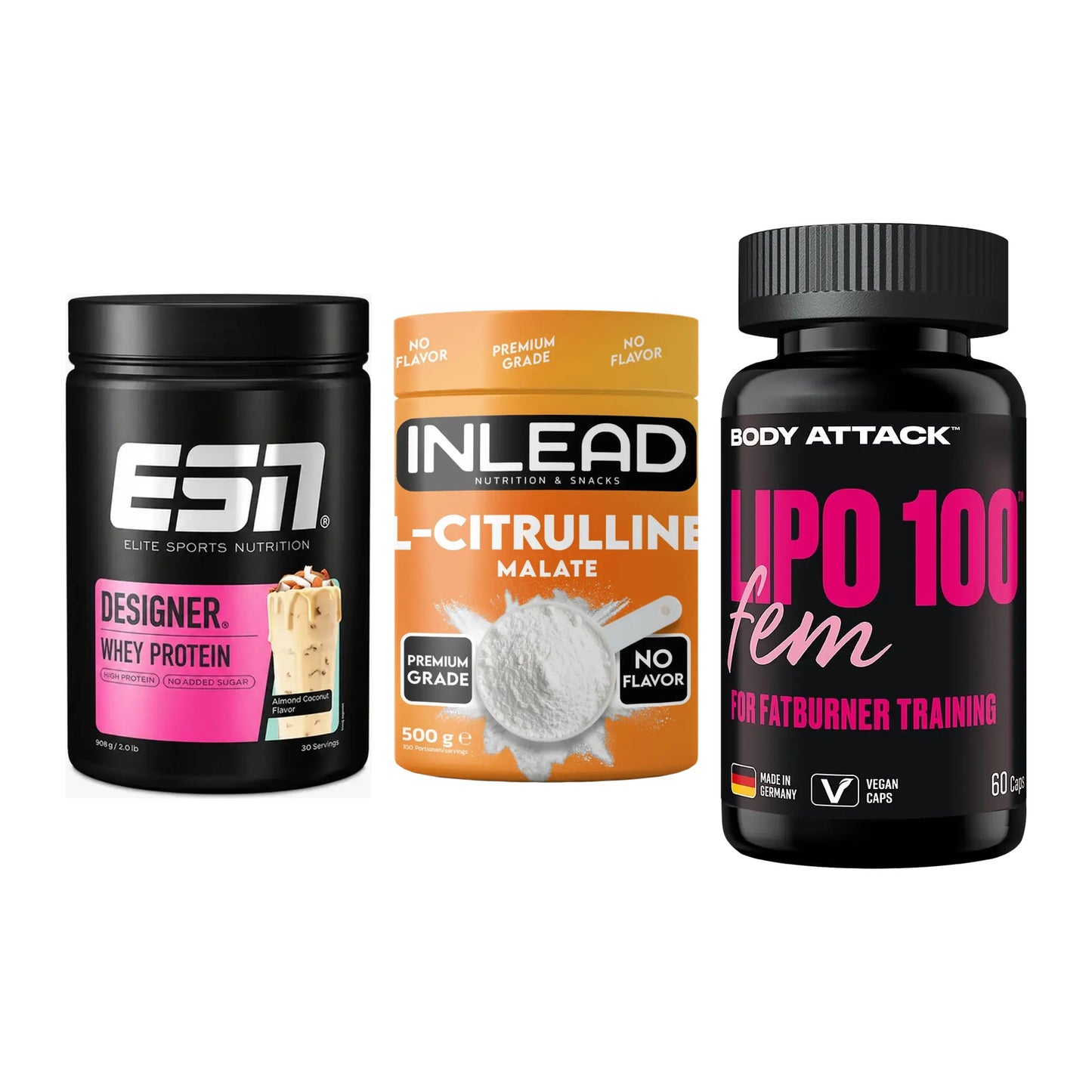 Definitionsphase-Set: ESN Designer + INLEAD L-Citru + Body Attack – alle enthaltenen Artikel