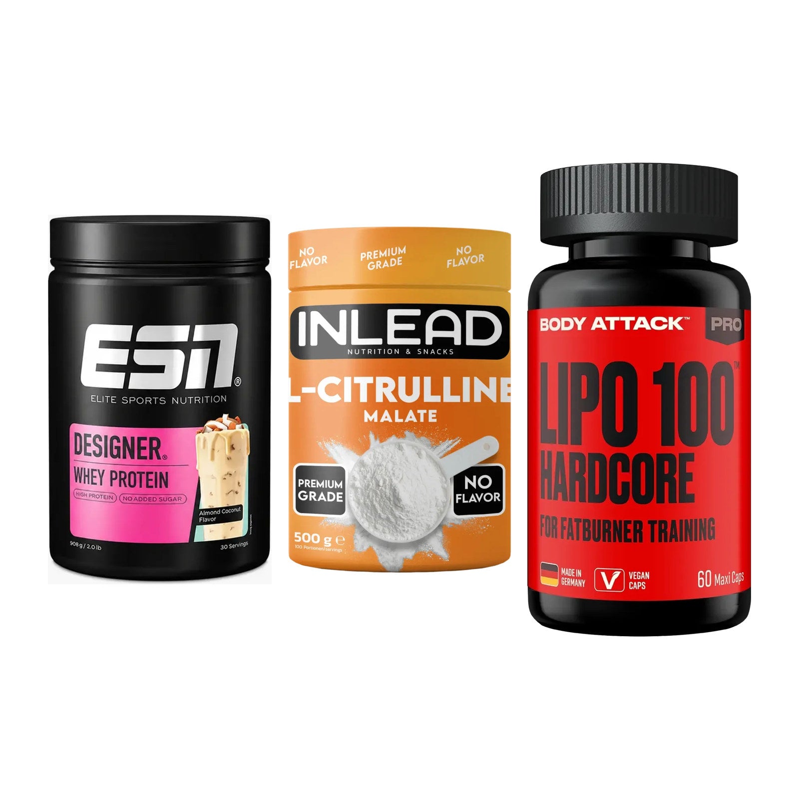 Definitionsphase-Set: ESN Designer + INLEAD L-Citru + Body Attack – alle enthaltenen Artikel