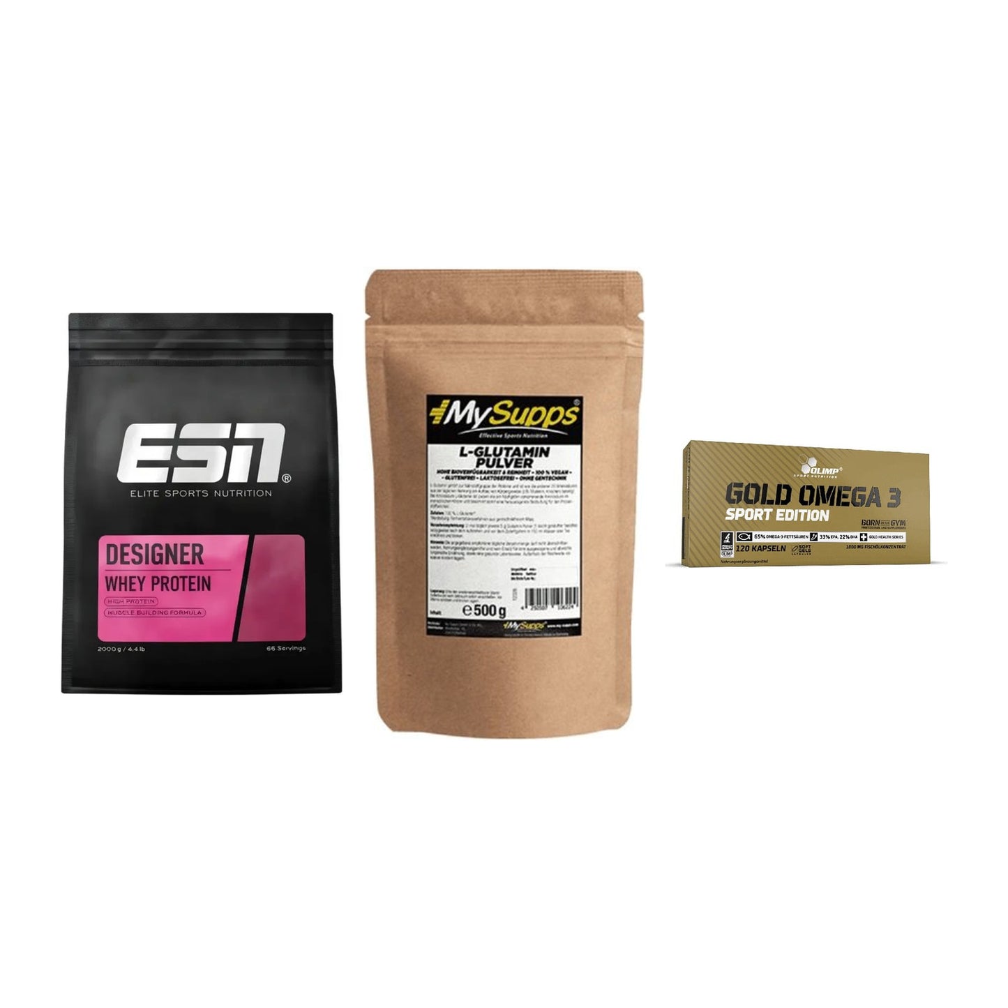 Definitionsphase-Set: ESN Designer + MySupps Glutam + Olimp Omega 3 – alle enthaltenen Artikel