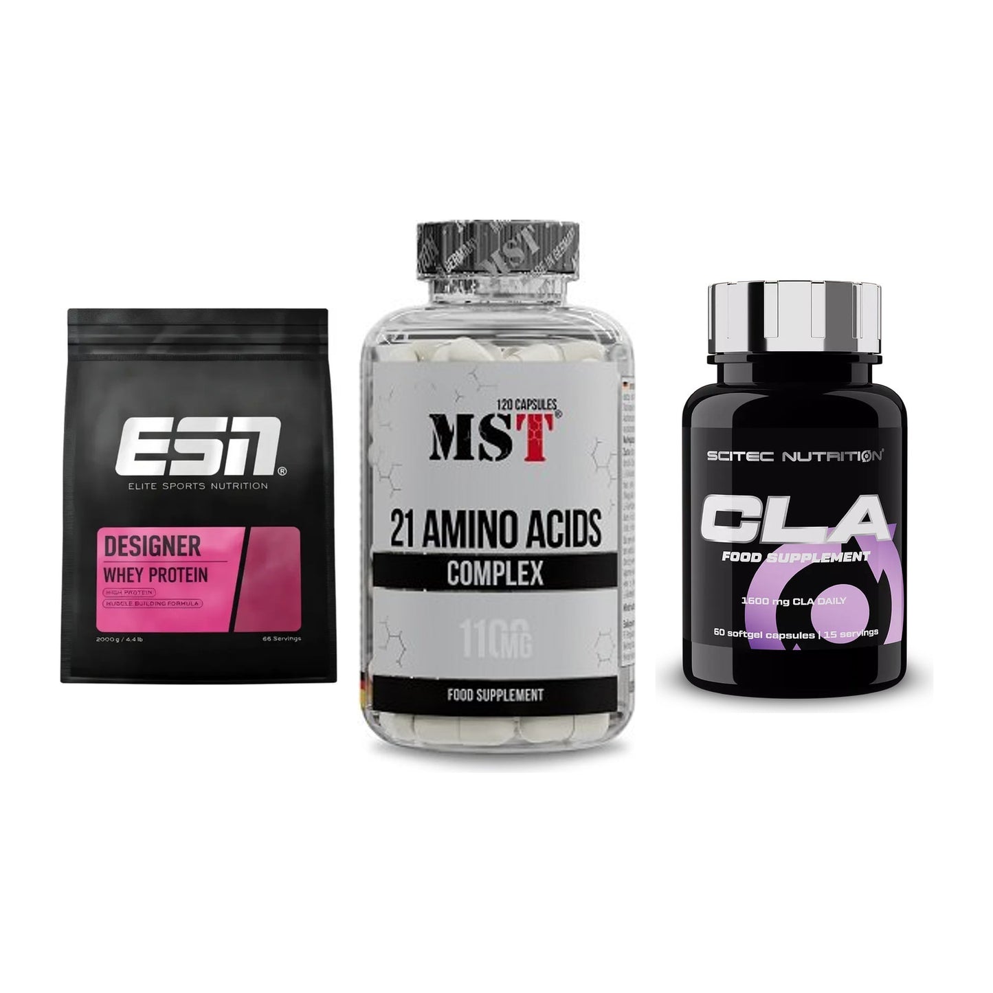 Definitionsphase-Set: ESN Designer + MST 21 Amino + Scitec CLA – alle enthaltenen Artikel