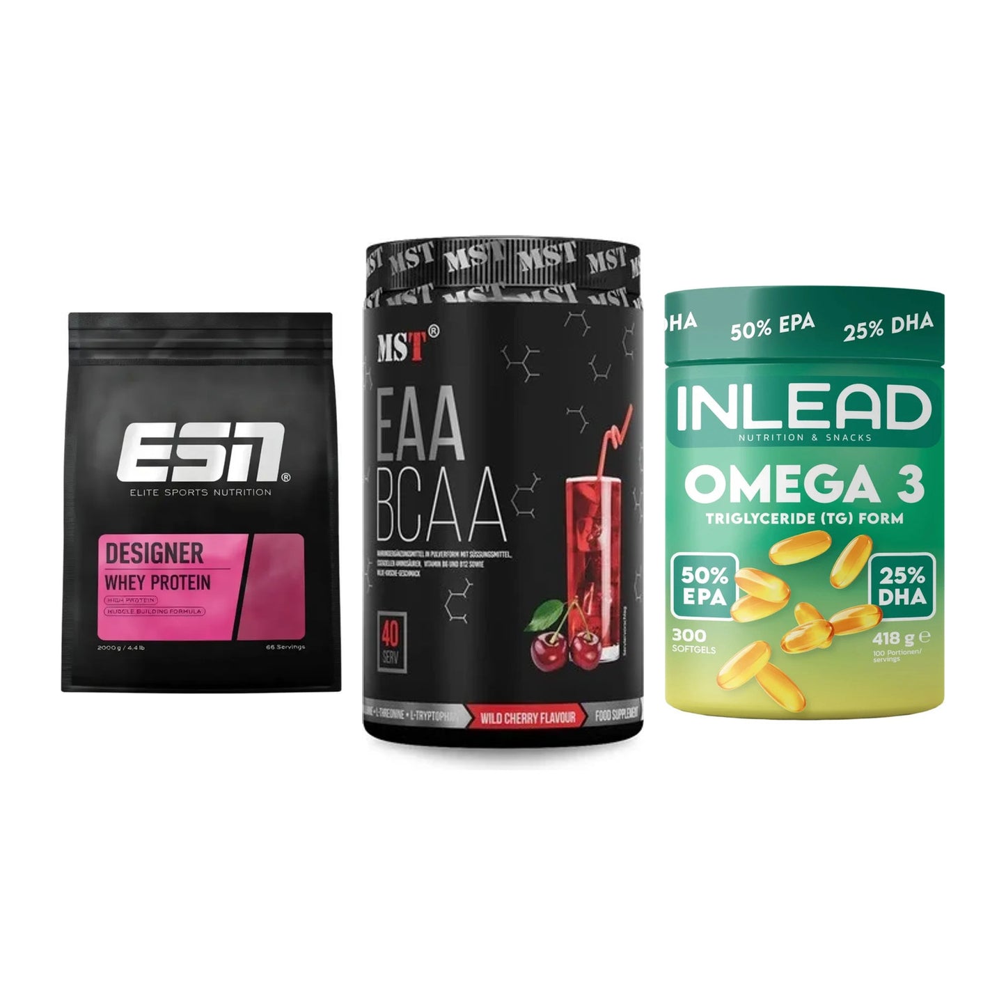 Definitionsphase-Set: ESN Designer + MST EAA & BCAA + INLEAD Omega-3 – alle enthaltenen Artikel