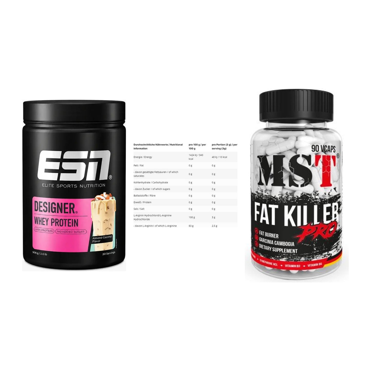 Definitionsphase-Set: ESN Designer + INLEAD L-Argin + MST Fat Killer – alle enthaltenen Artikel