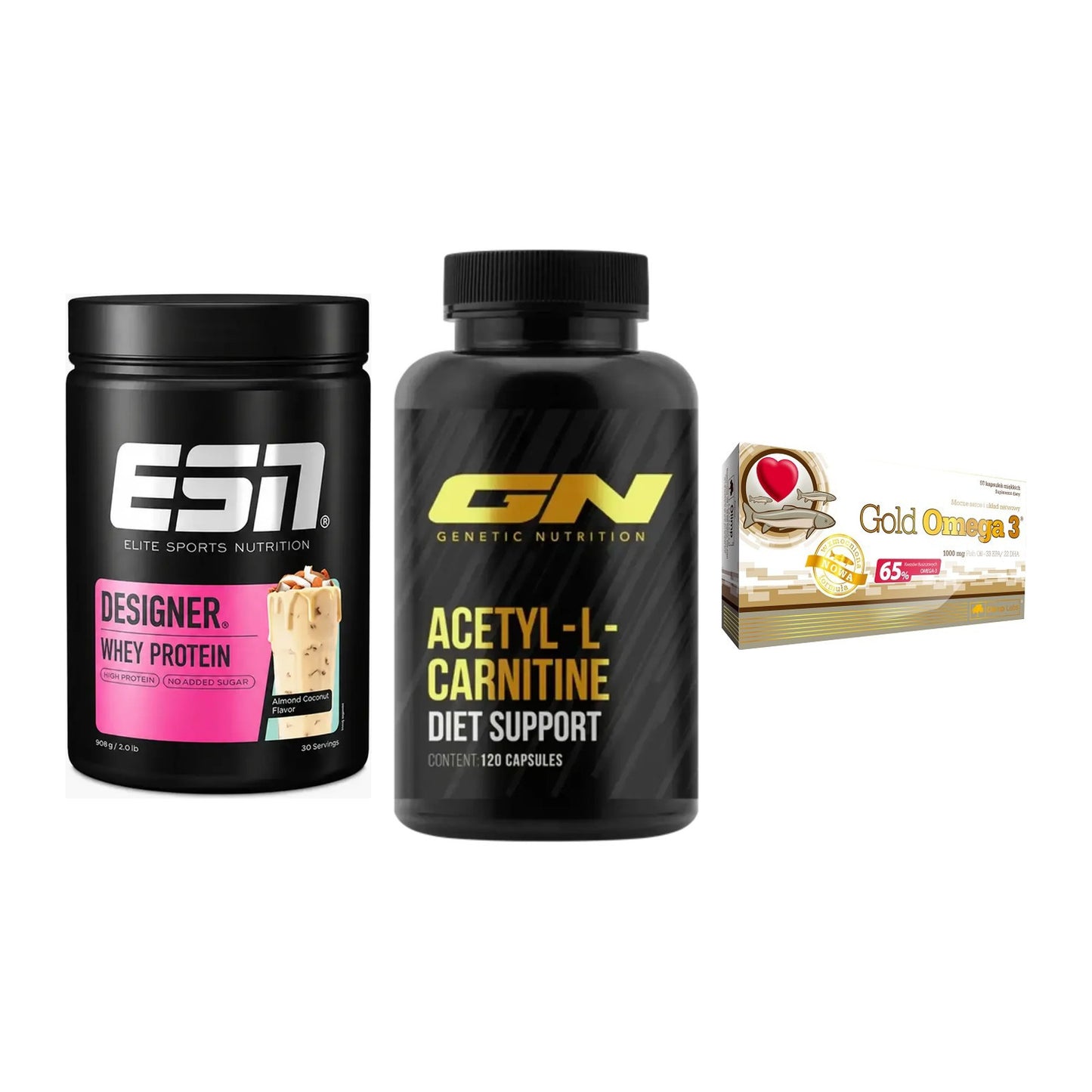 Definitionsphase-Set: ESN Designer + GN Acetyl + Olimp Omega 3 – alle enthaltenen Artikel