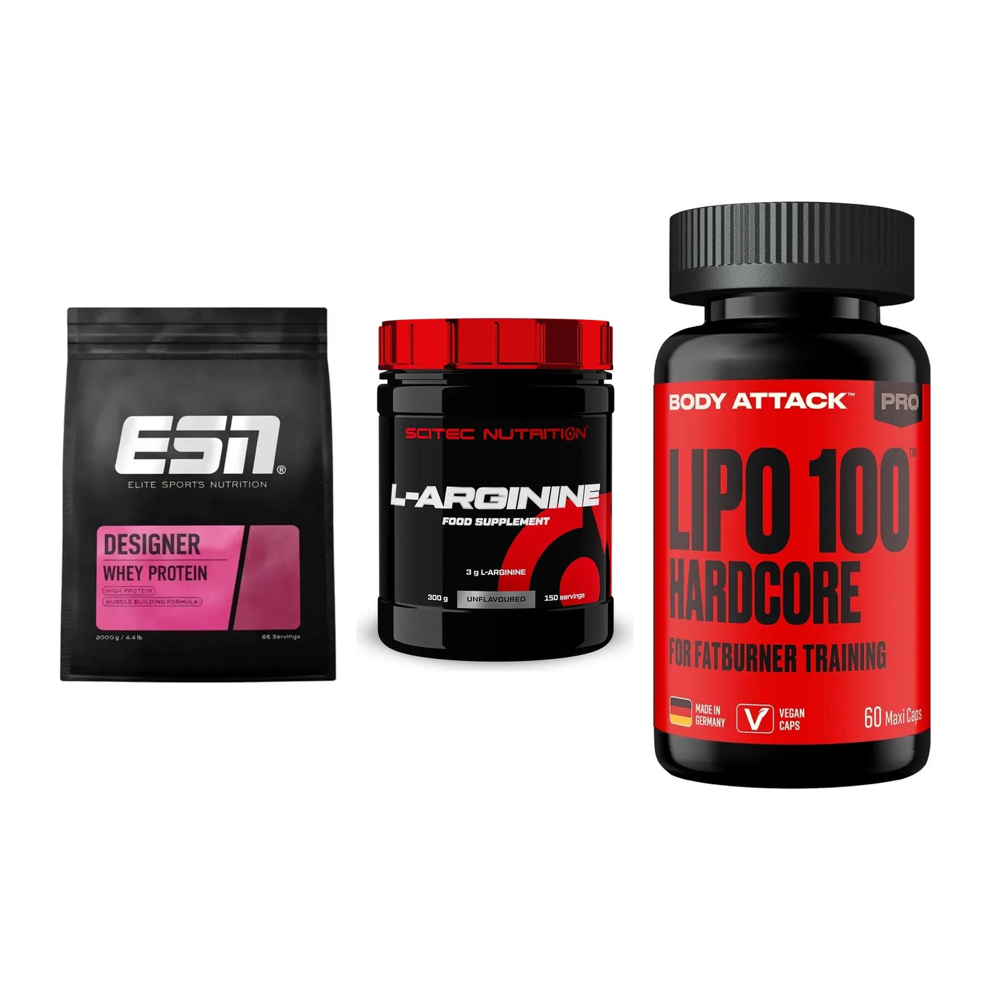 Definitionsphase-Set: ESN Designer + Scitec Arginin + Body Attack – alle enthaltenen Artikel