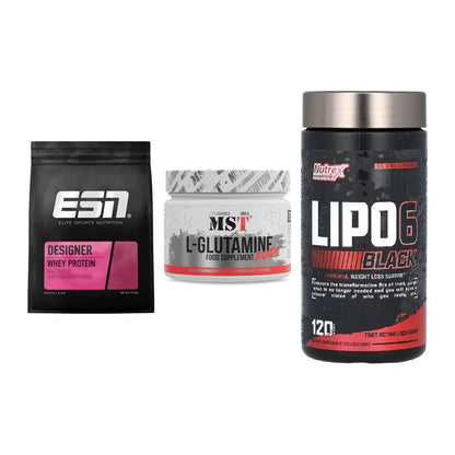 Definitionsphase-Set: ESN Designer + MST Glutamine + Nutrex Lipo 6 – alle enthaltenen Artikel