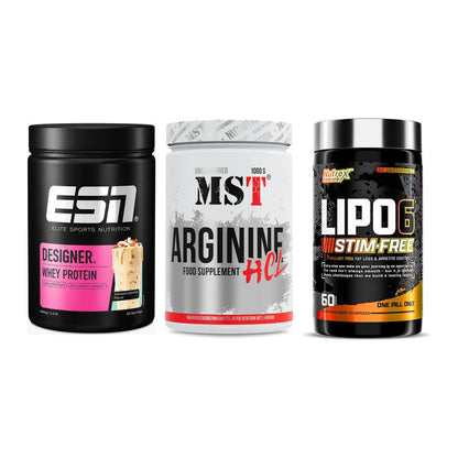 Definitionsphase-Set: ESN Designer + MST Arginine + Nutrex Lipo 6 – alle enthaltenen Artikel