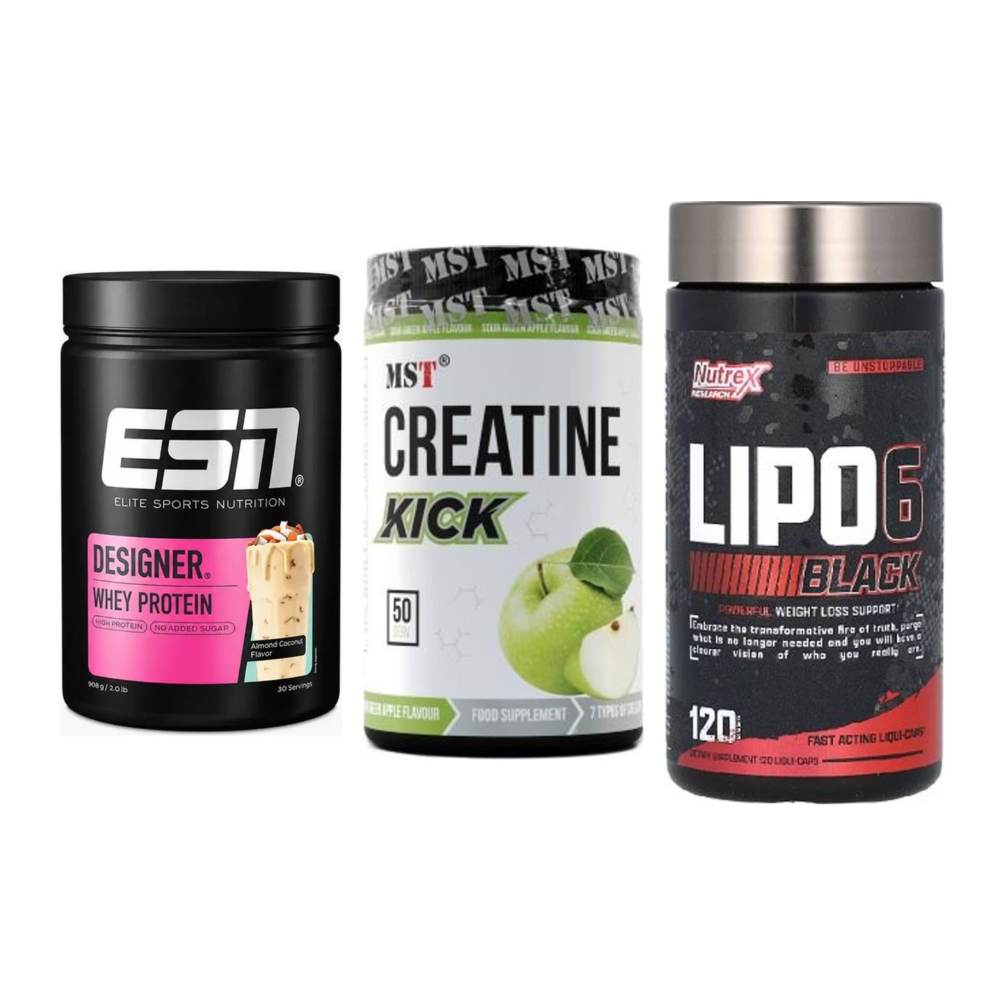 Definitionsphase-Set: ESN Designer + MST Creatine + Nutrex Lipo 6 – alle enthaltenen Artikel