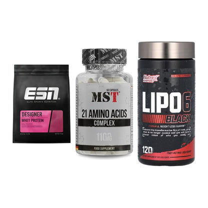 Definitionsphase-Set: ESN Designer + MST 21 Amino + Nutrex Lipo 6 – alle enthaltenen Artikel