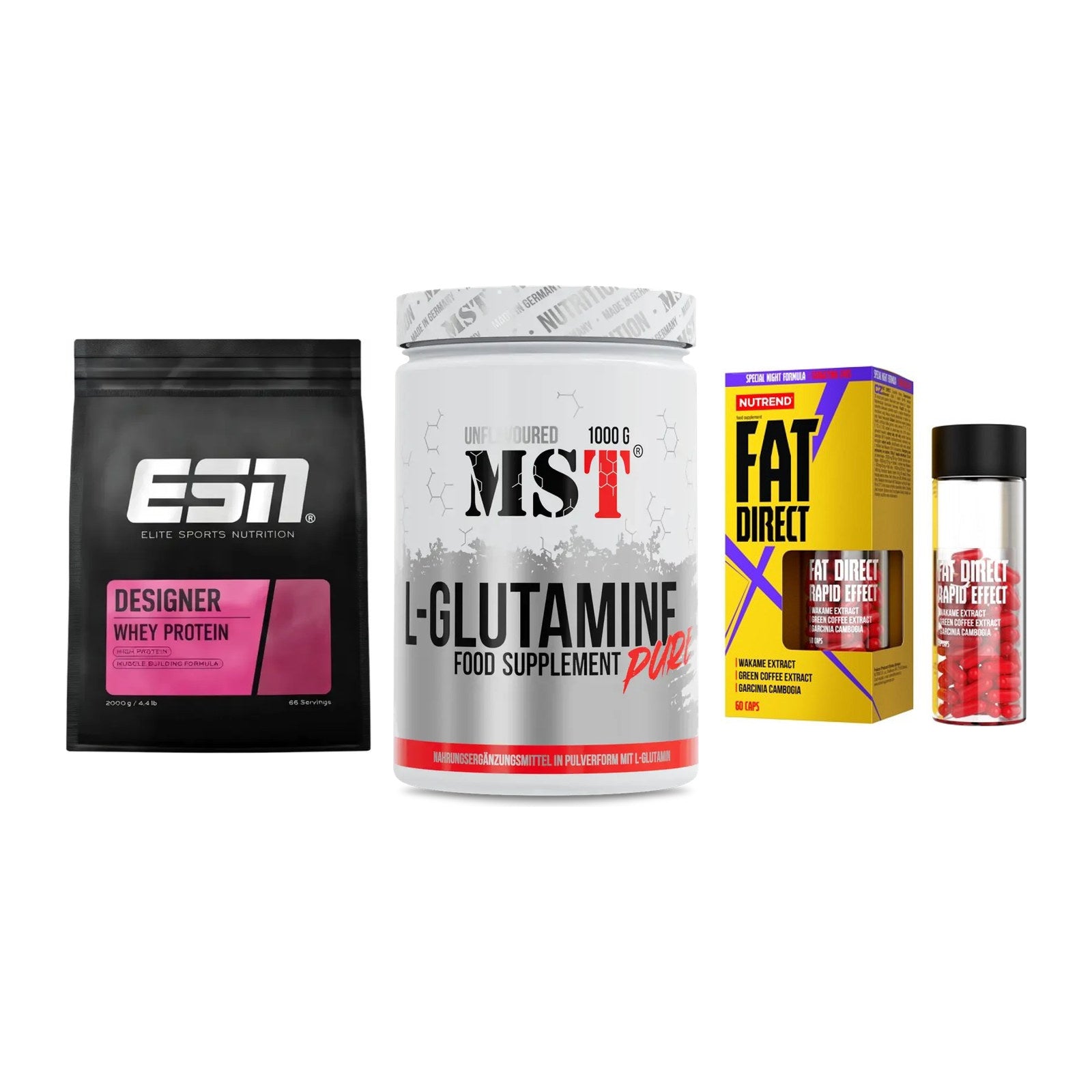 Definitionsphase-Set: ESN Designer + MST Glutamine + Nutrend Fat – alle enthaltenen Artikel