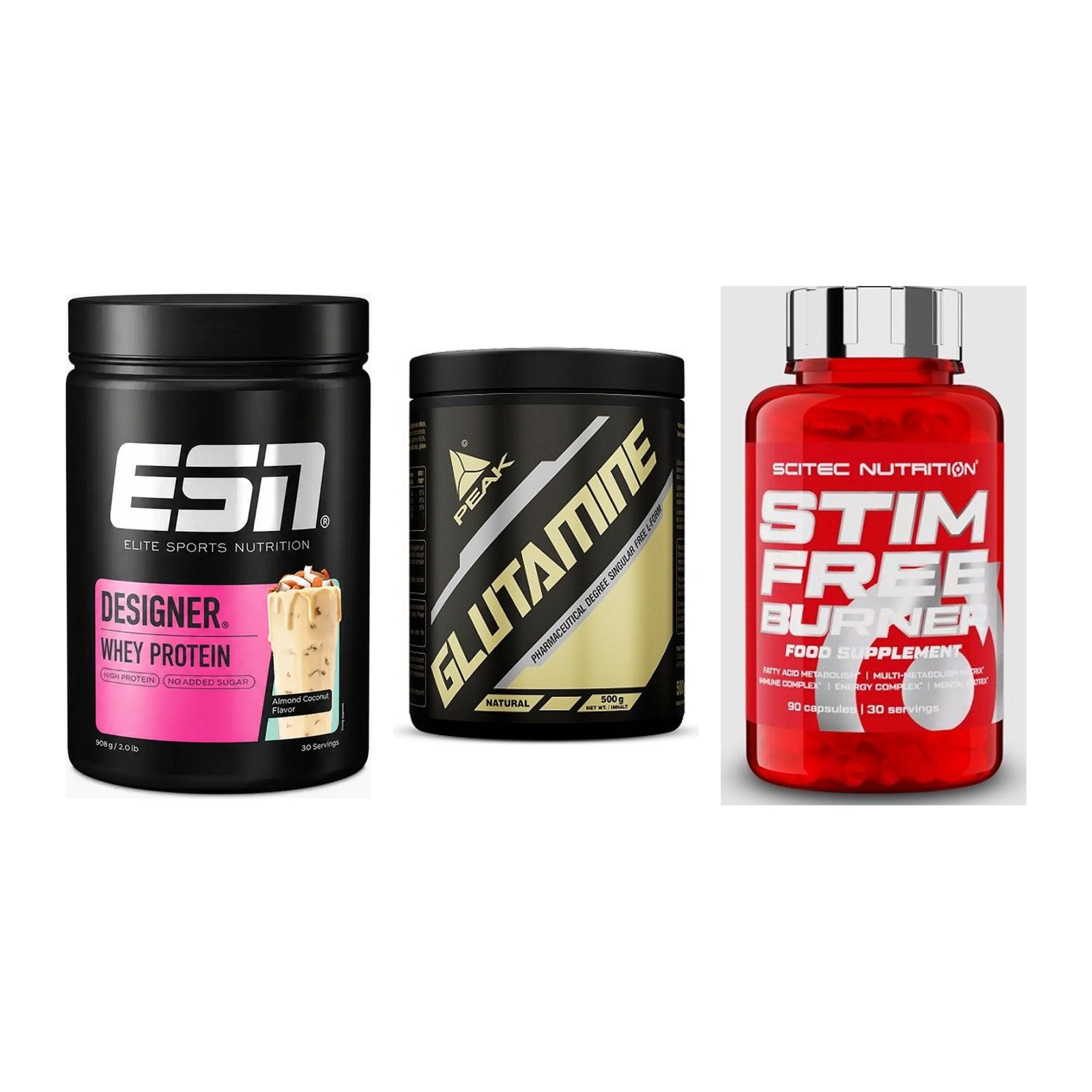 Definitionsphase-Set: ESN Designer + Peak Glutamin + Scitec Stim – alle enthaltenen Artikel