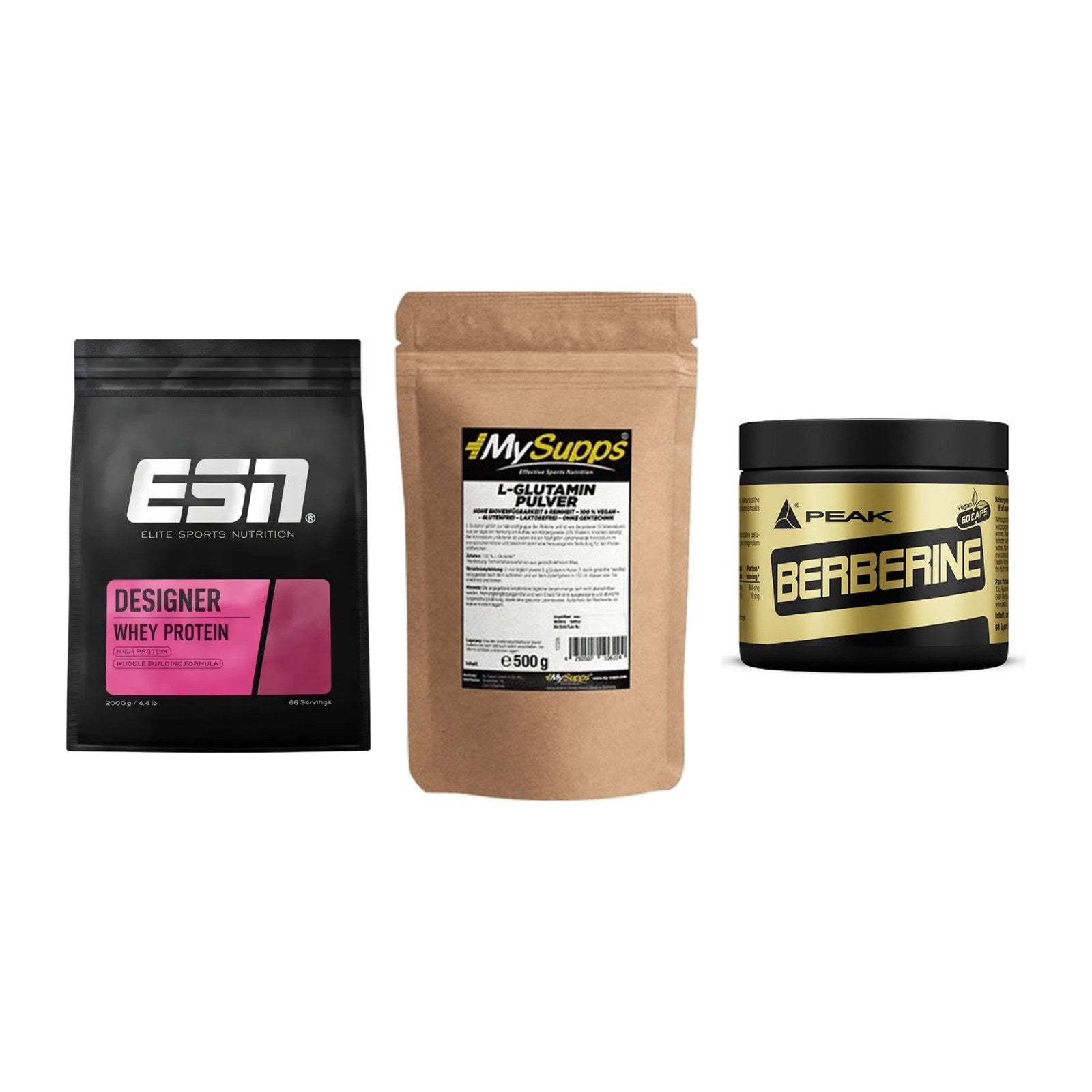 Definitionsphase-Set: ESN Designer + MySupps Glutam + Peak Berberine – alle enthaltenen Artikel