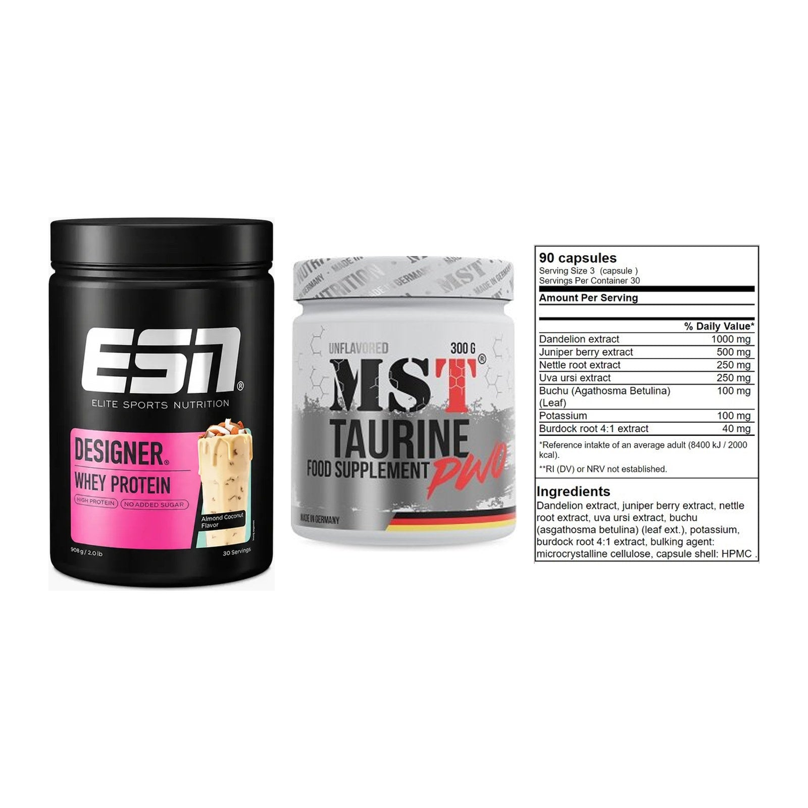 Definitionsphase-Set: ESN Designer Whey + MST Taurine + GN Shred Cuts – alle enthaltenen Artikel