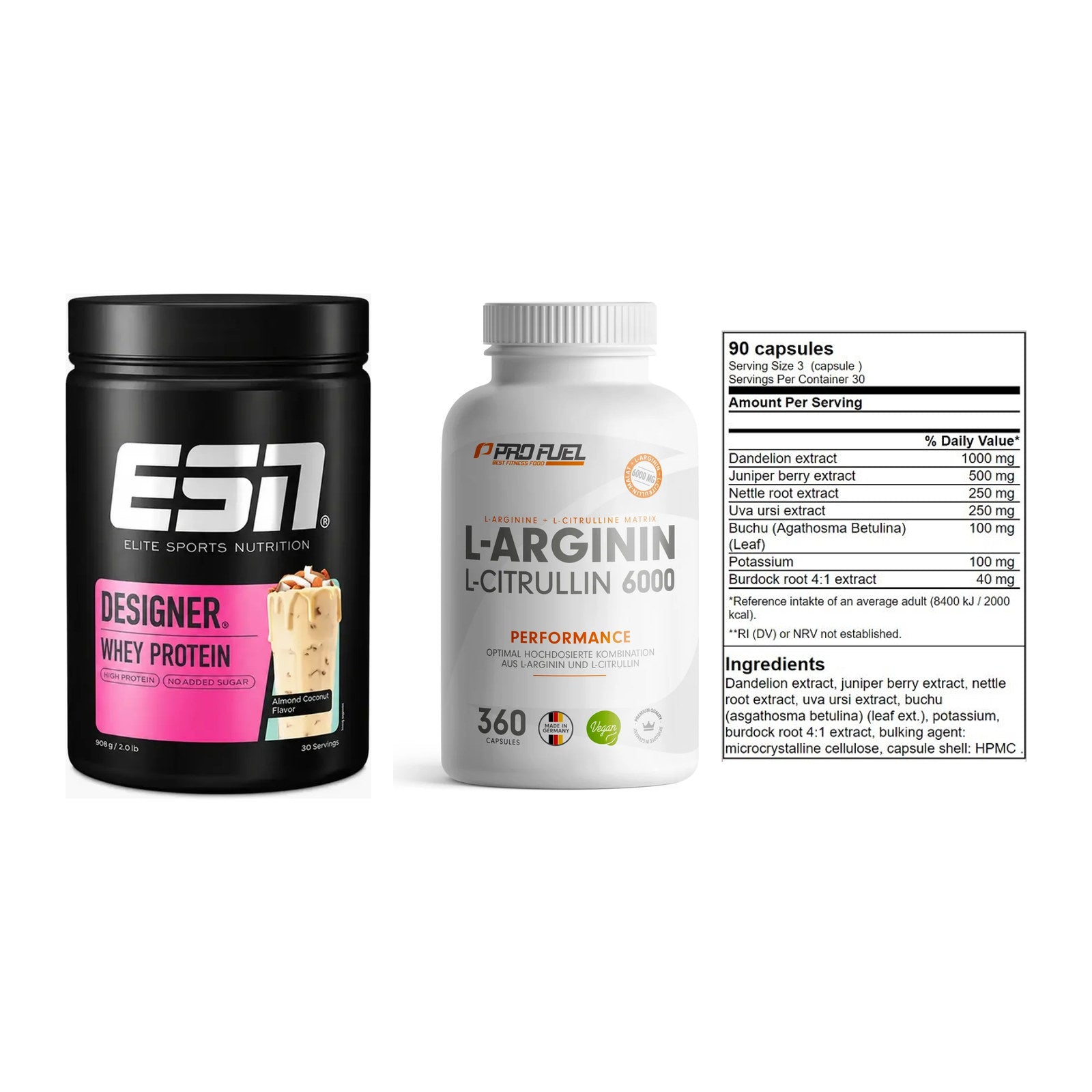 Definitionsphase-Set: ESN Designer + ProFuel L-Argi + GN Shred Cuts – alle enthaltenen Artikel