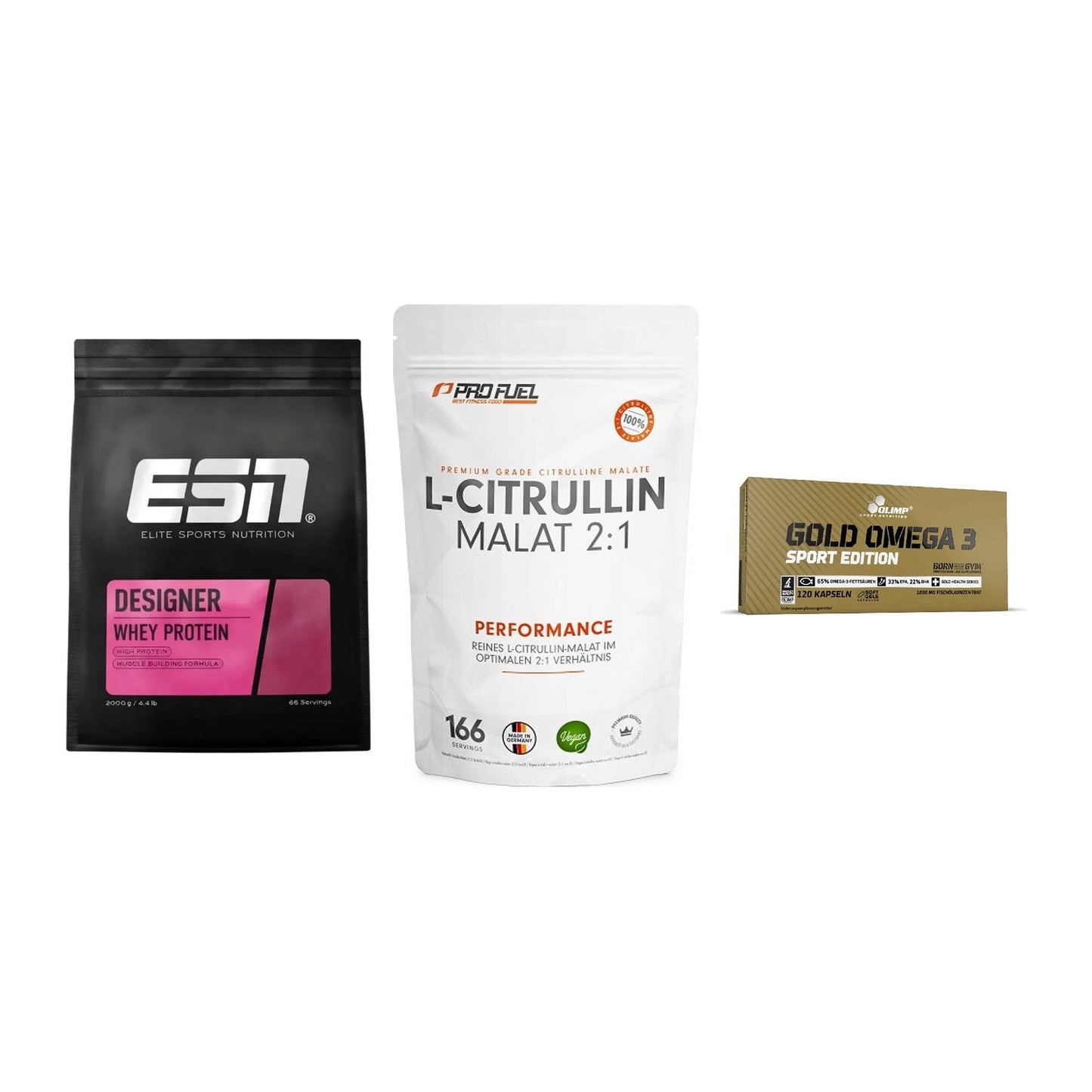 Definitionsphase-Set: ESN Designer + ProFuel L-Citr + Olimp Omega 3 – alle enthaltenen Artikel