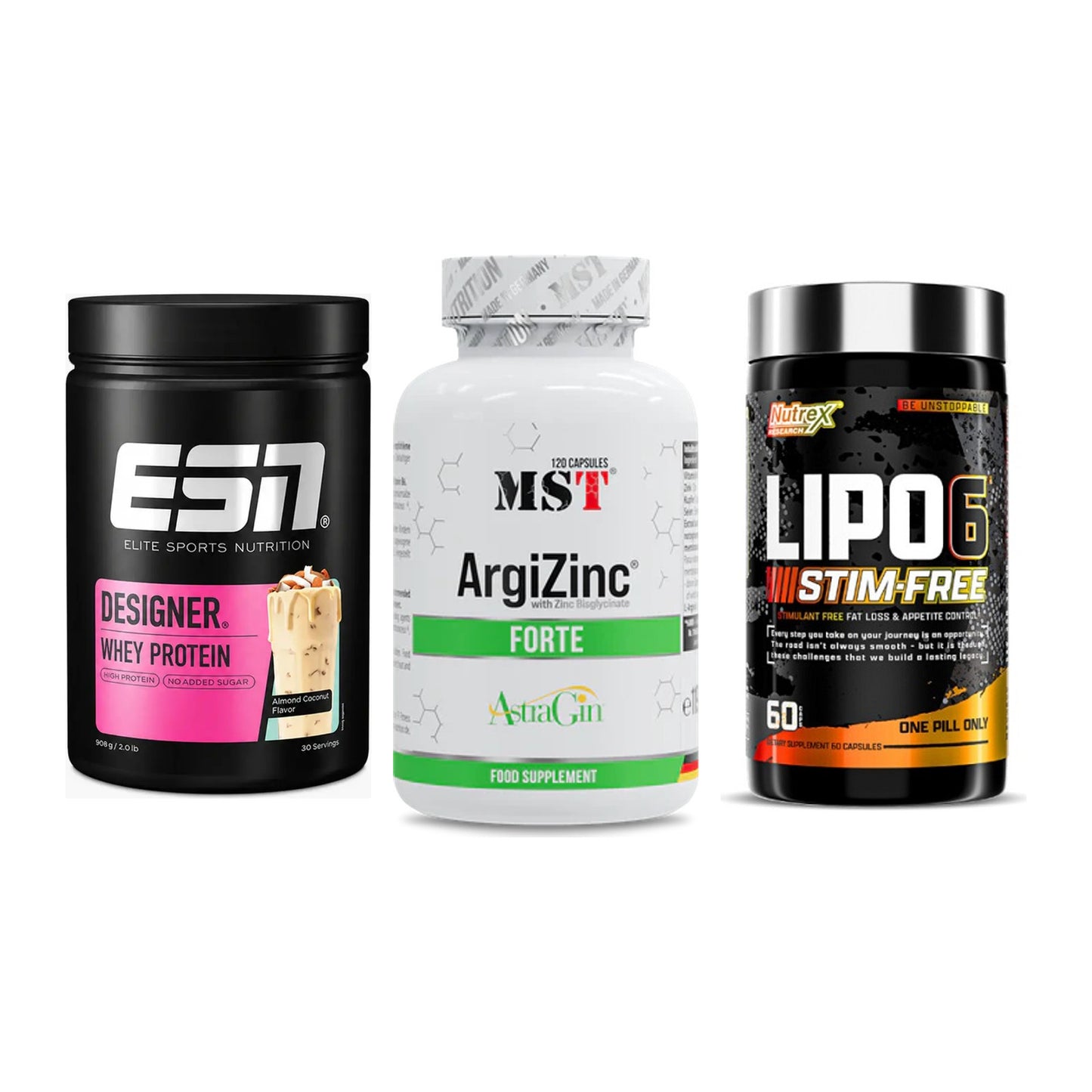 Definitionsphase-Set: ESN Designer + MST ArgiZinc + Nutrex Lipo 6 – alle enthaltenen Artikel