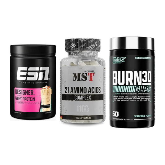 Definitionsphase-Set: ESN Designer + MST 21 Amino + Nutrex Burn 30 – alle enthaltenen Artikel