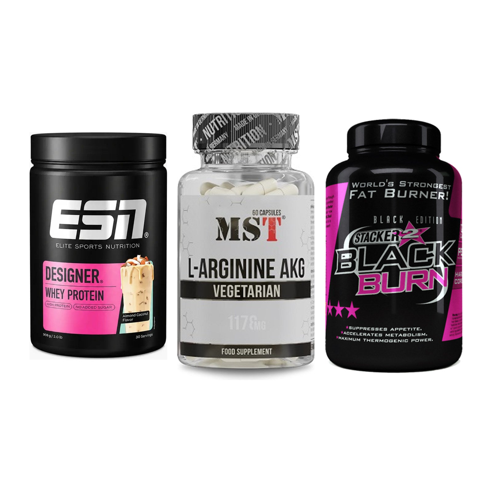 Definitionsphase-Set: ESN Designer + MST Arginin + Stacker2 Black – alle enthaltenen Artikel