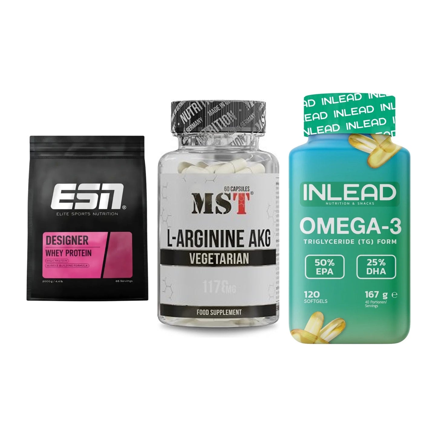 Definitionsphase-Set: ESN Designer + MST Arginin + INLEAD Omega-3 – alle enthaltenen Artikel