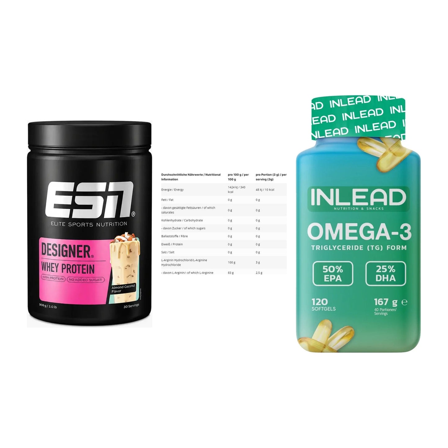 Definitionsphase-Set: ESN Designer + INLEAD L-Argin + INLEAD Omega-3 – alle enthaltenen Artikel