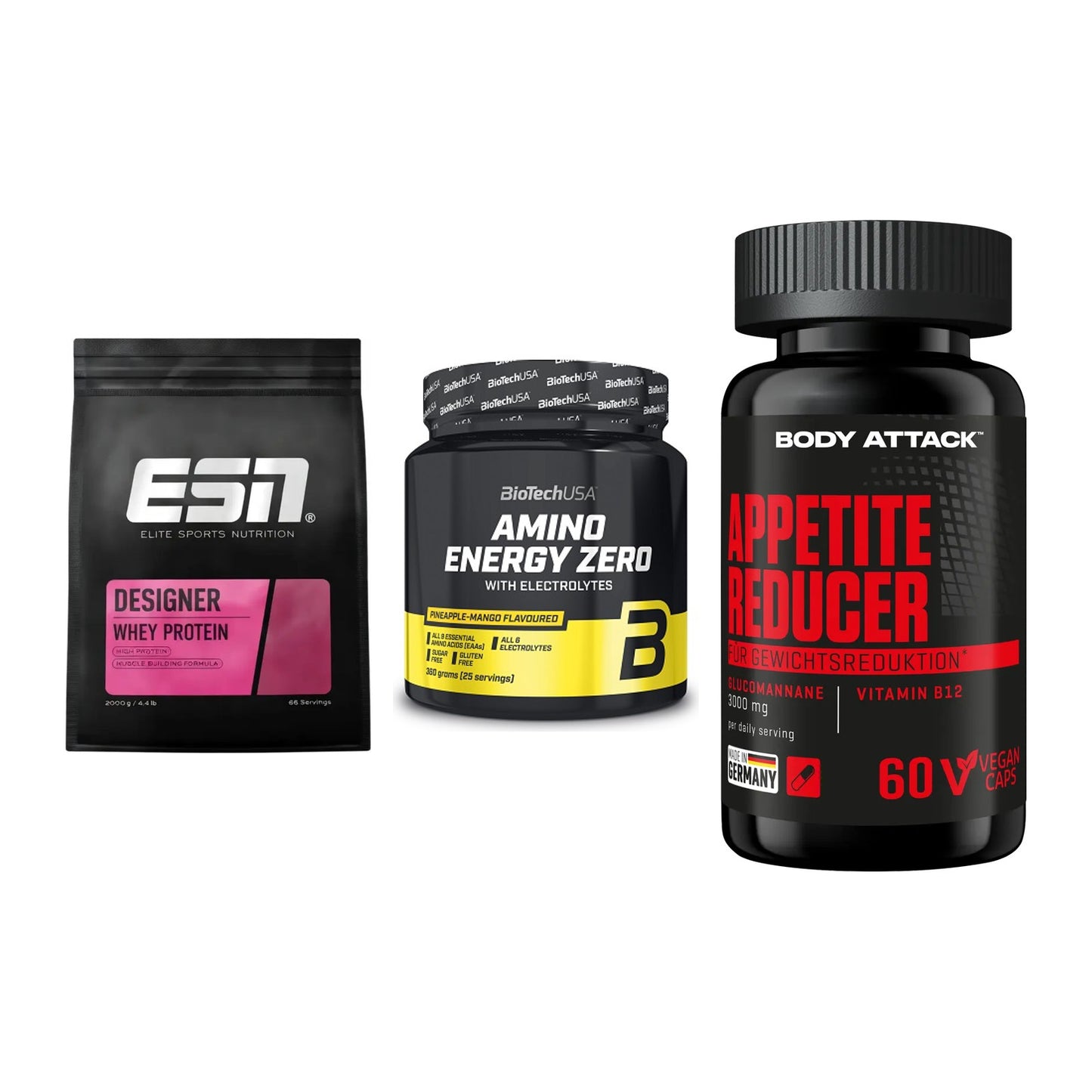 Definitionsphase-Set: ESN Designer + BioTech Amino + Body Attack – alle enthaltenen Artikel