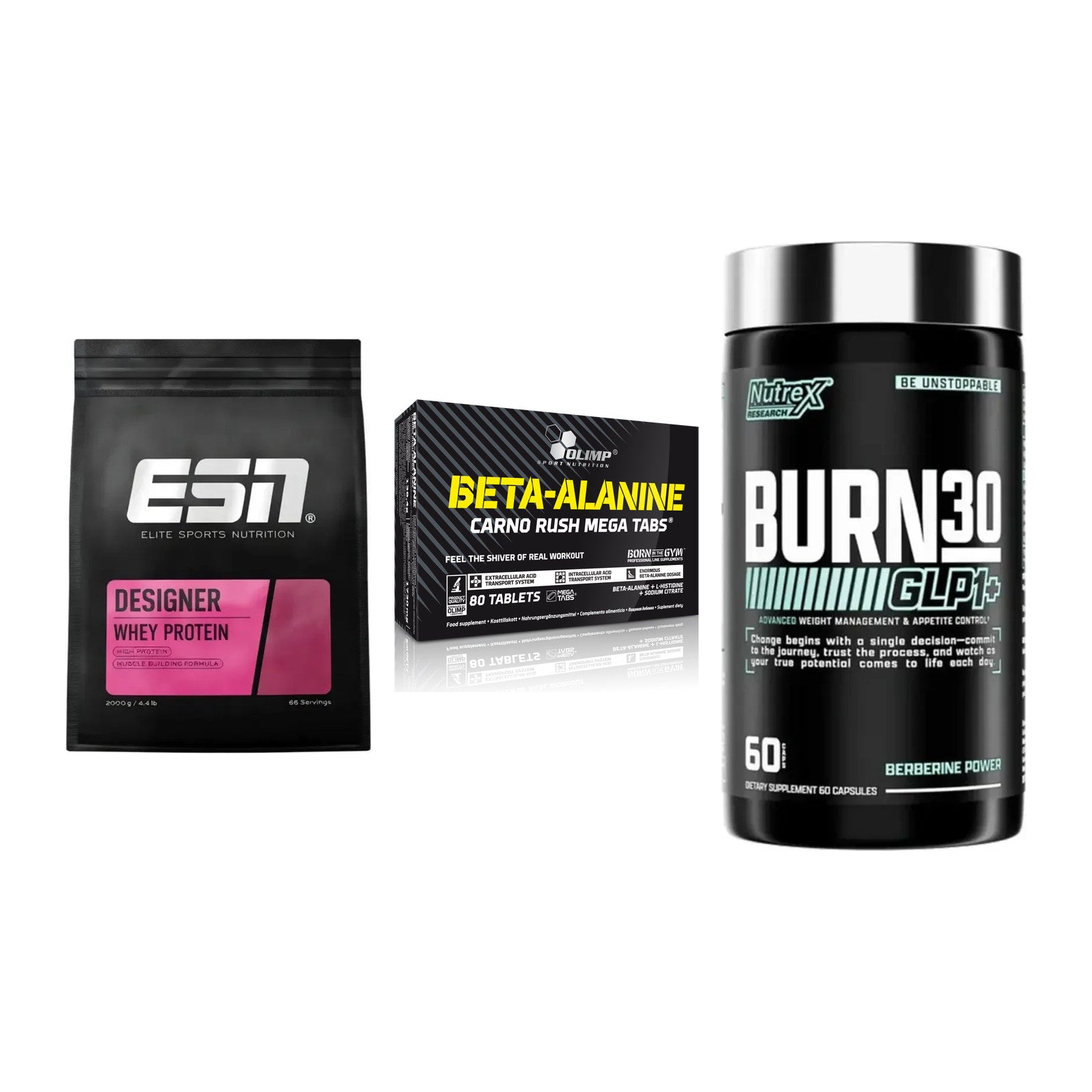 Definitionsphase-Set: ESN Designer + Olimp Beta-Ala + Nutrex Burn 30 – alle enthaltenen Artikel