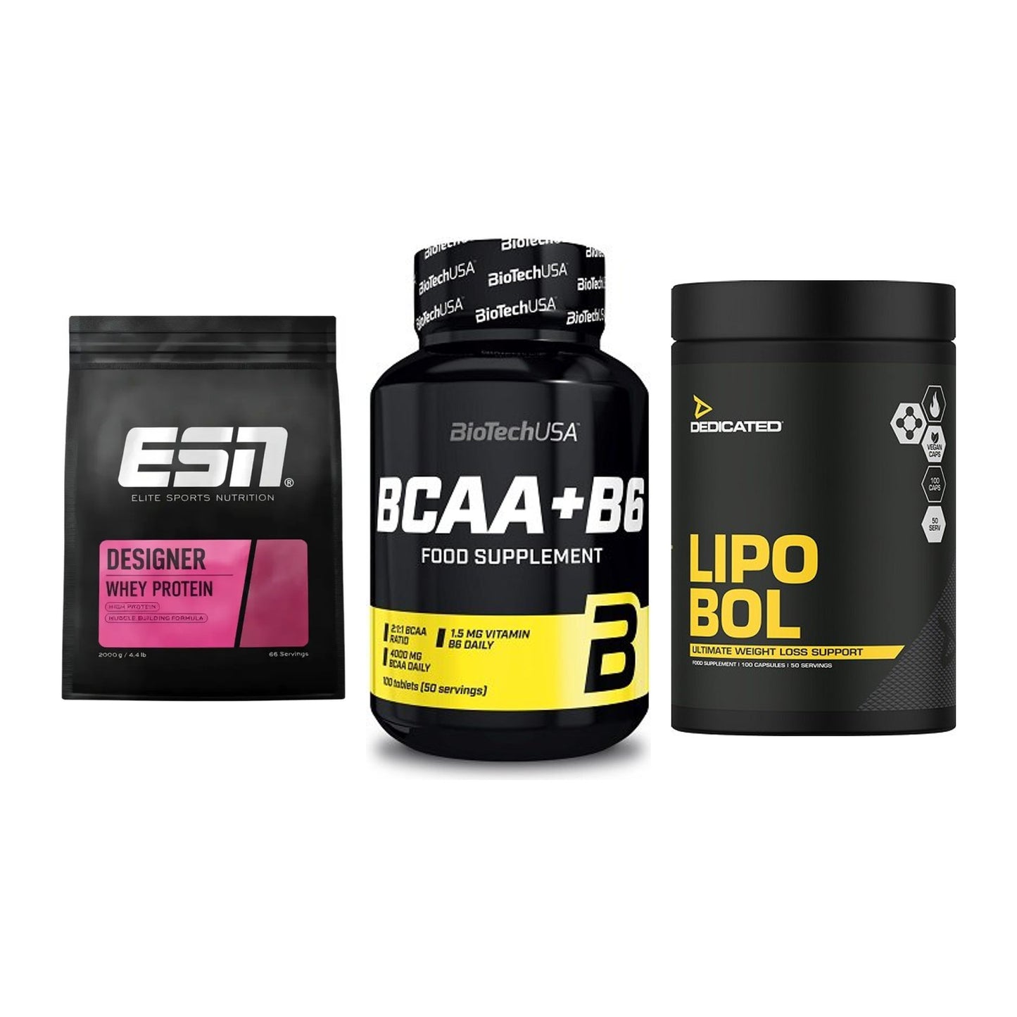 Definitionsphase-Set: ESN Designer + BioTech BCAA+B + Dedicated – alle enthaltenen Artikel