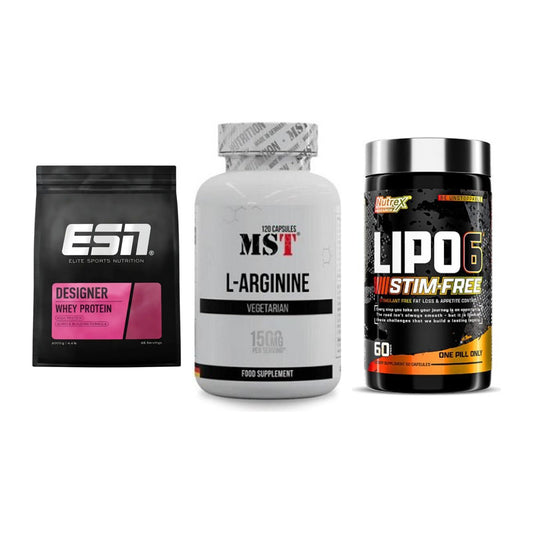 Definitionsphase-Set: ESN Designer + MST L-Arginine + Nutrex Lipo 6 – alle enthaltenen Artikel