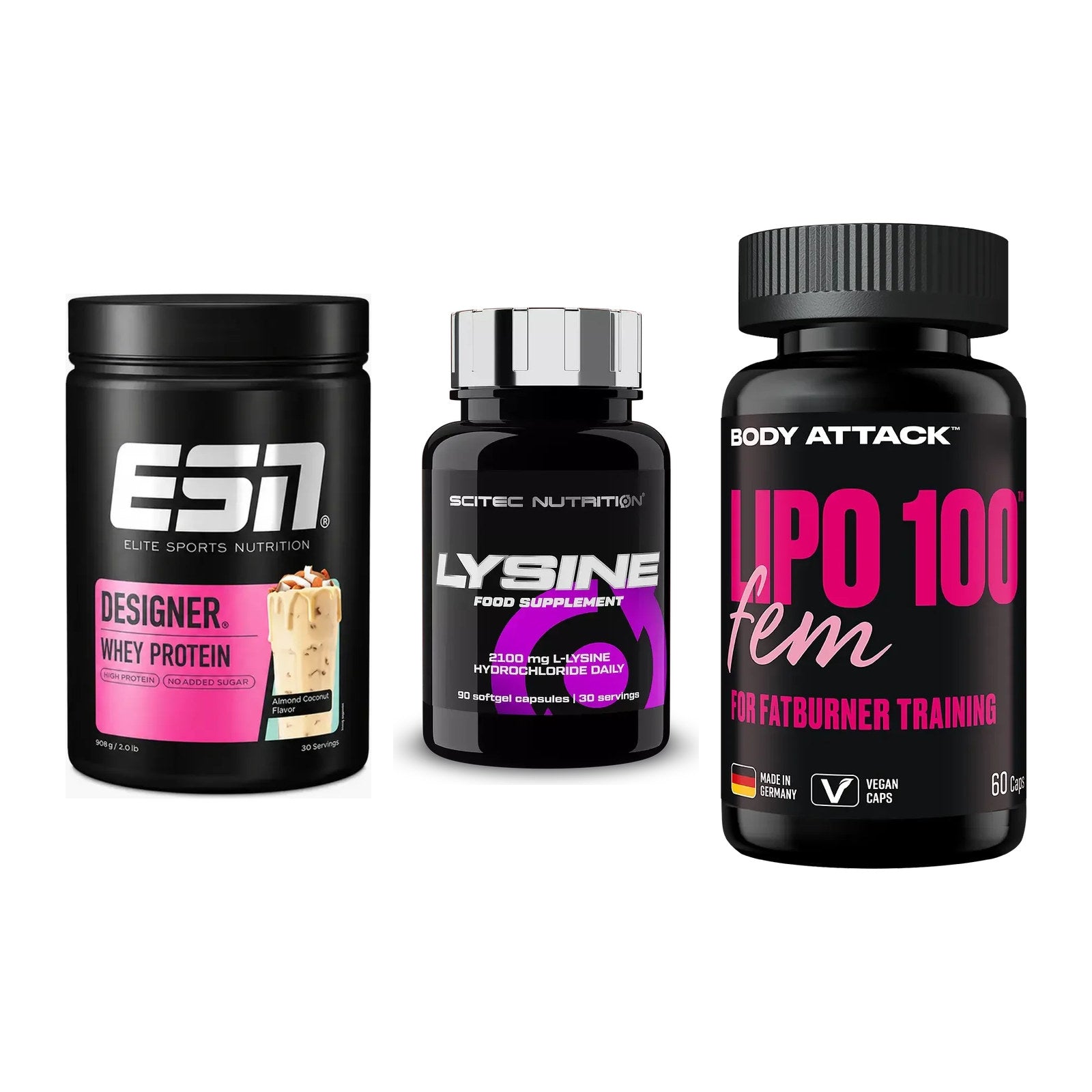 Definitionsphase-Set: ESN Designer + Scitec Lysine + Body Attack – alle enthaltenen Artikel