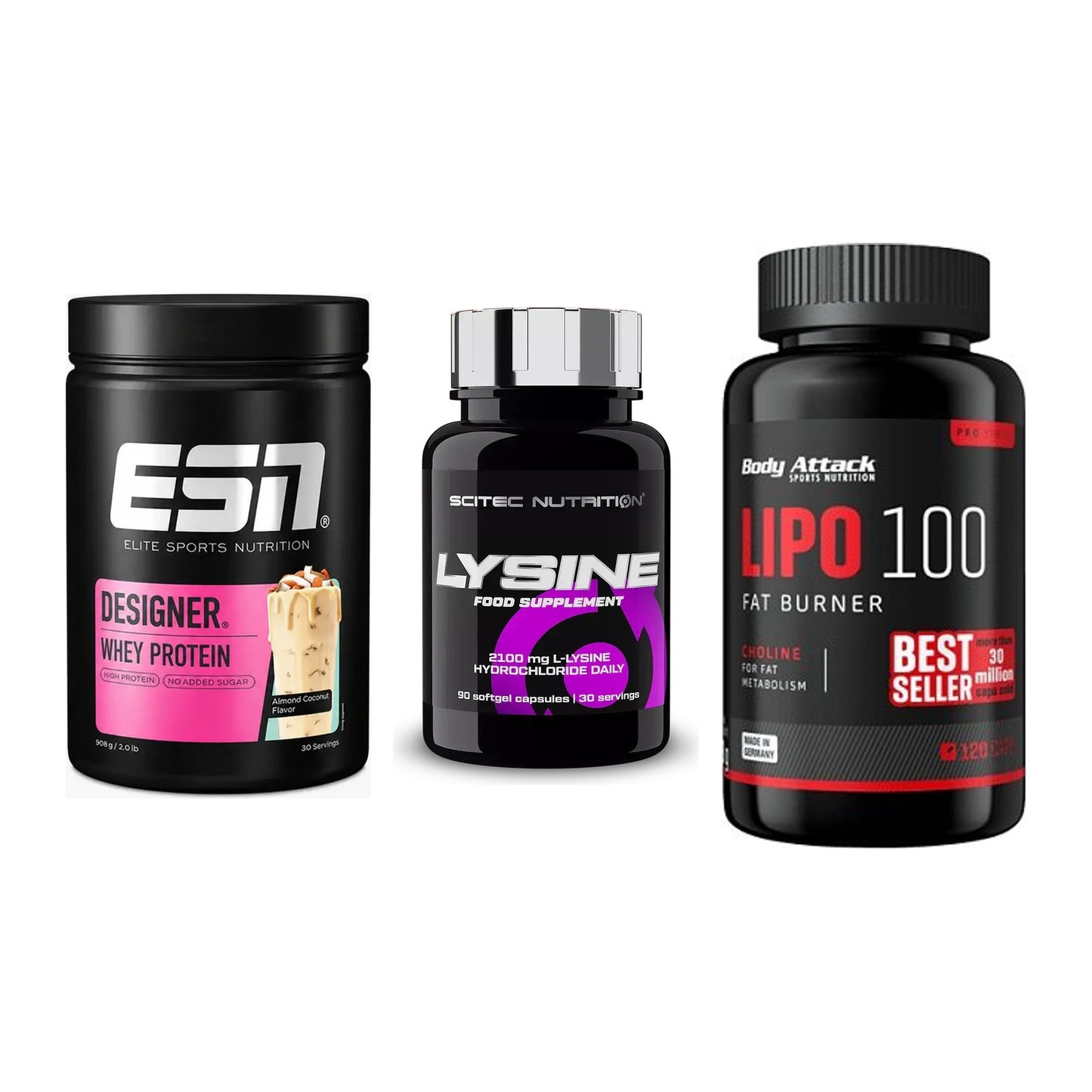 Definitionsphase-Set: ESN Designer + Scitec Lysine + Body Attack – alle enthaltenen Artikel