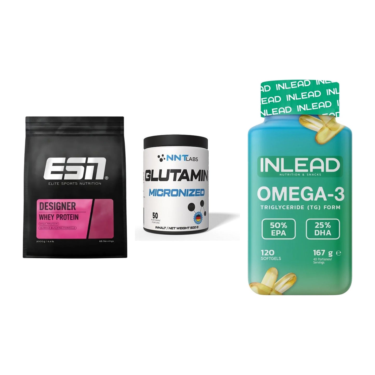 Definitionsphase-Set: ESN Designer + NNT Glutamin + INLEAD Omega-3 – alle enthaltenen Artikel