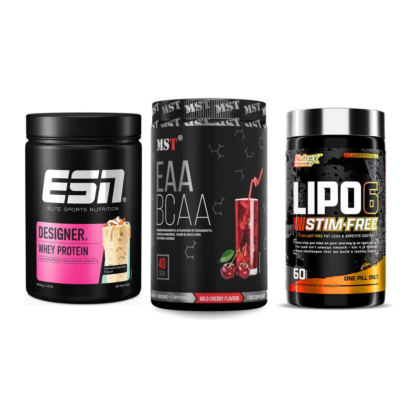 Definitionsphase-Set: ESN Designer + MST EAA & BCAA + Nutrex Lipo 6 – alle enthaltenen Artikel