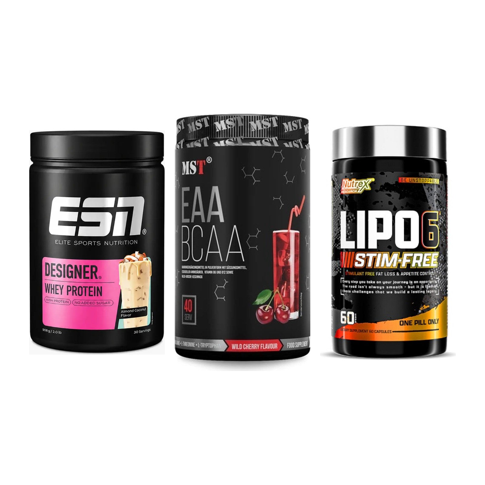 Definitionsphase-Set: ESN Designer + MST EAA & BCAA + Nutrex Lipo 6 – alle enthaltenen Artikel