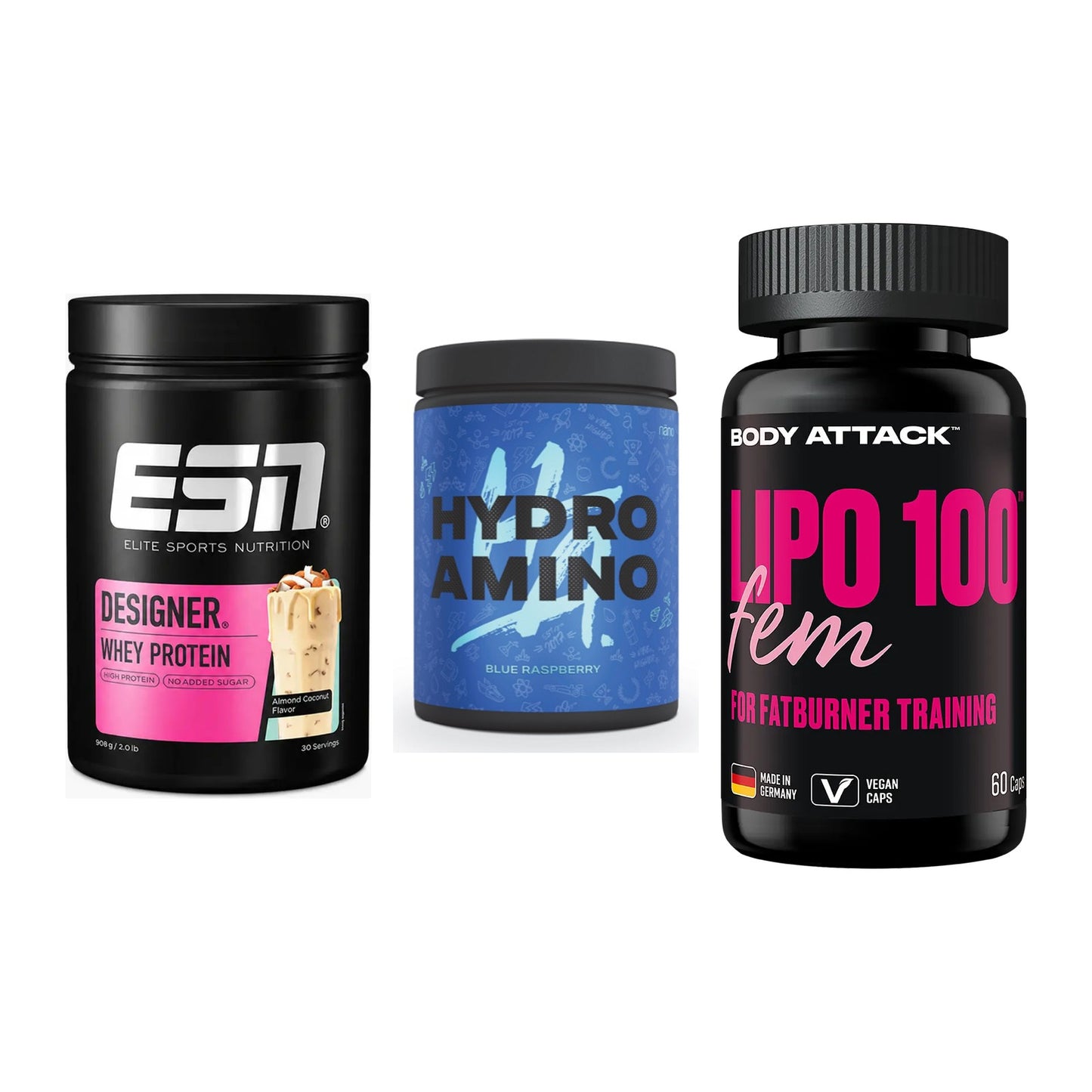 Definitionsphase-Set: ESN Designer + Nanosupps + Body Attack – alle enthaltenen Artikel