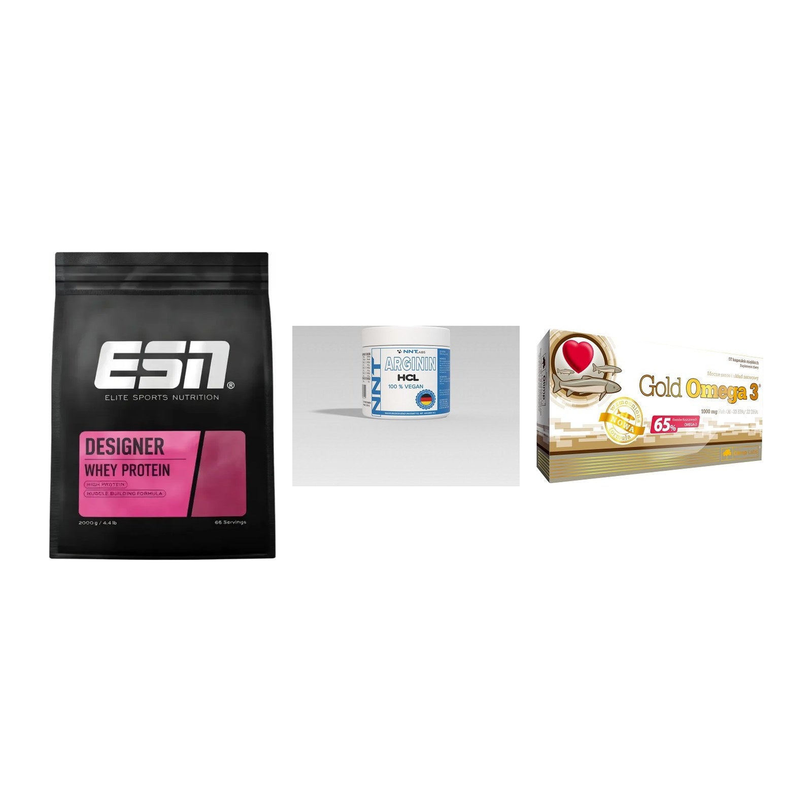 Definitionsphase-Set: ESN Designer + NNT Arginin + Olimp Omega 3 – alle enthaltenen Artikel