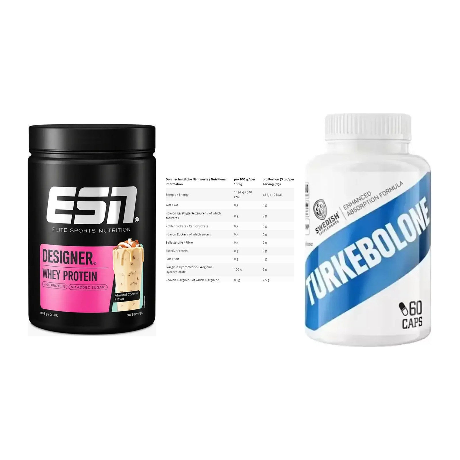 Definitionsphase-Set: ESN Designer + INLEAD L-Argin + Swedish Supple – alle enthaltenen Artikel