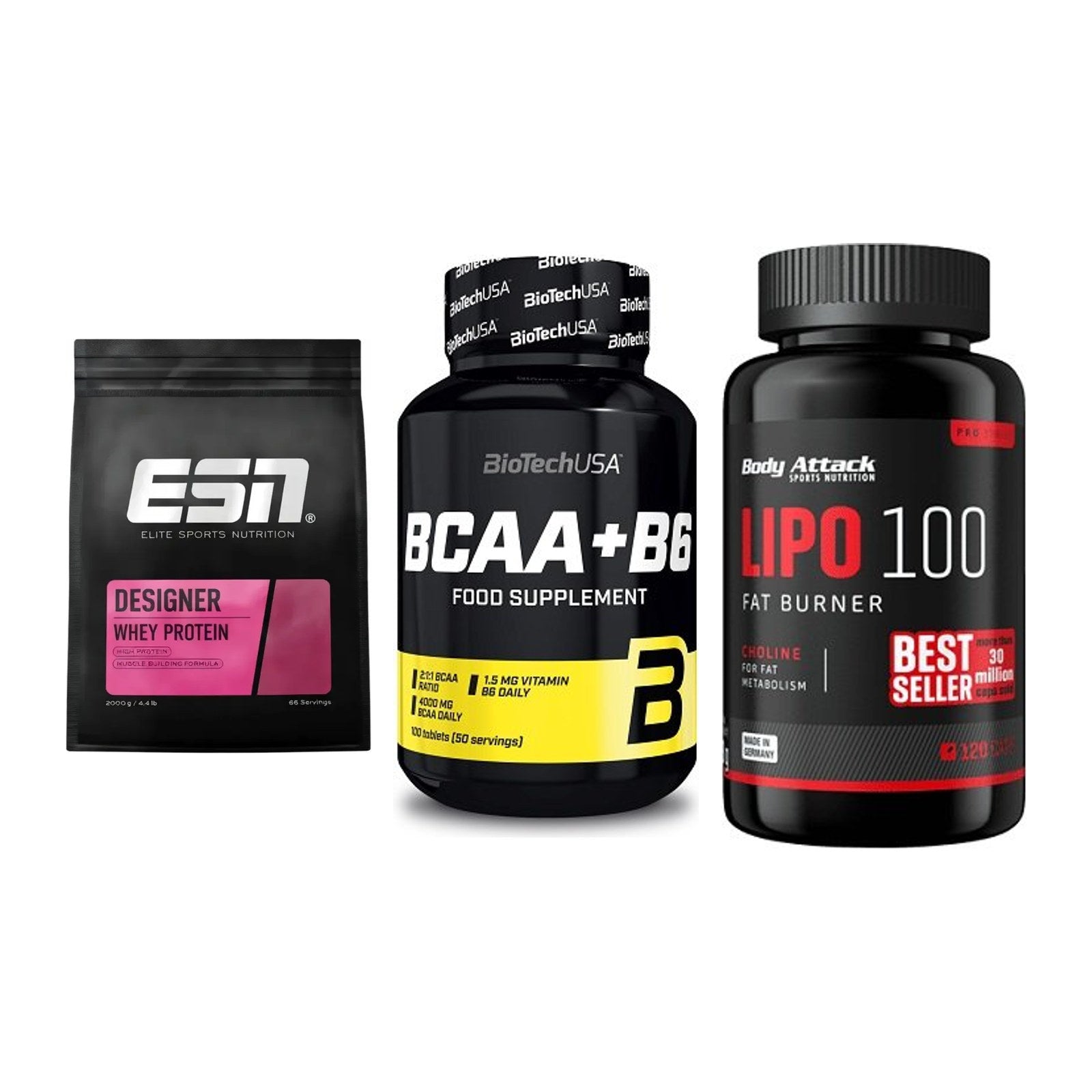 Definitionsphase-Set: ESN Designer + BioTech BCAA+B + Body Attack – alle enthaltenen Artikel