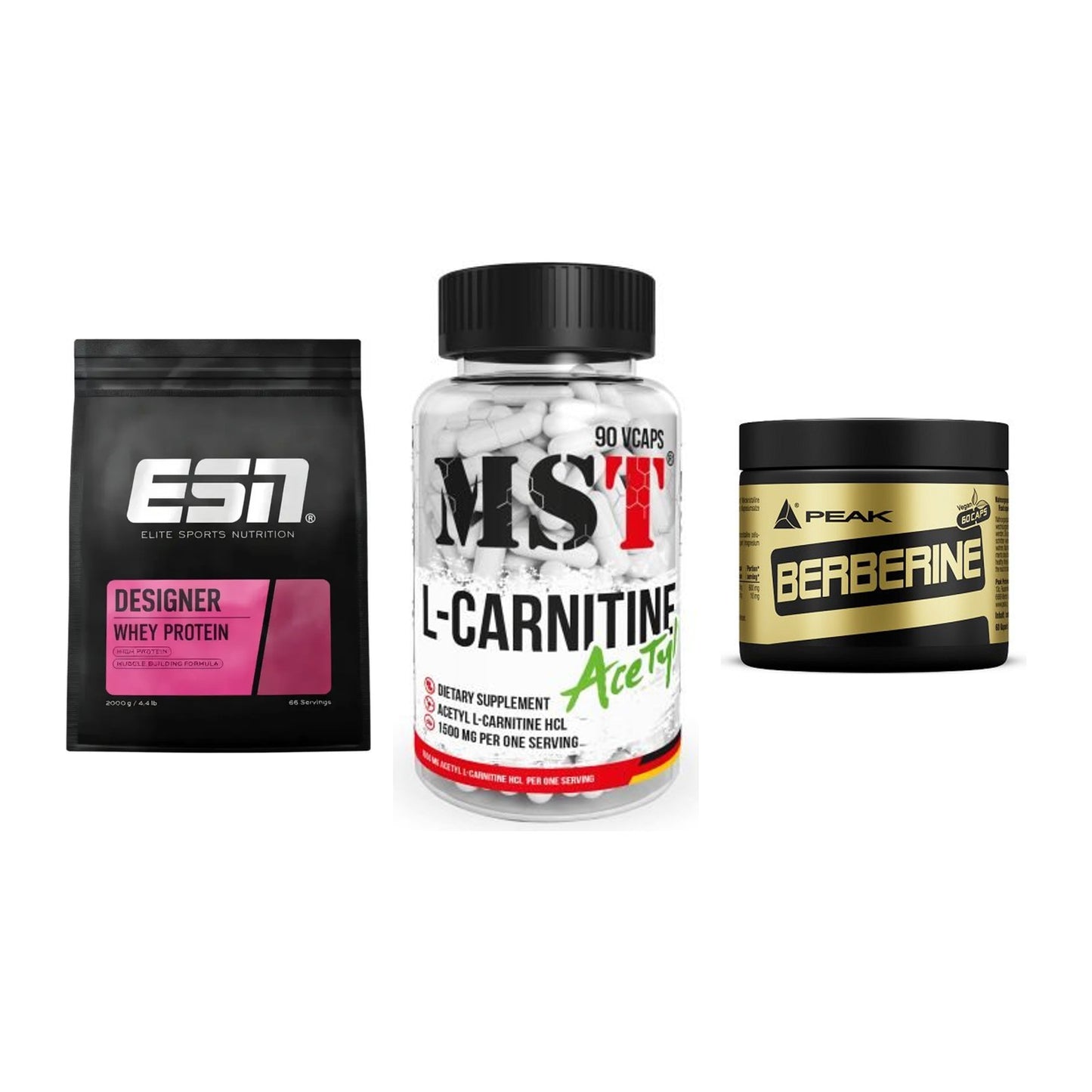 Definitionsphase-Set: ESN Designer + MST L-Carnitin + Peak Berberine – alle enthaltenen Artikel