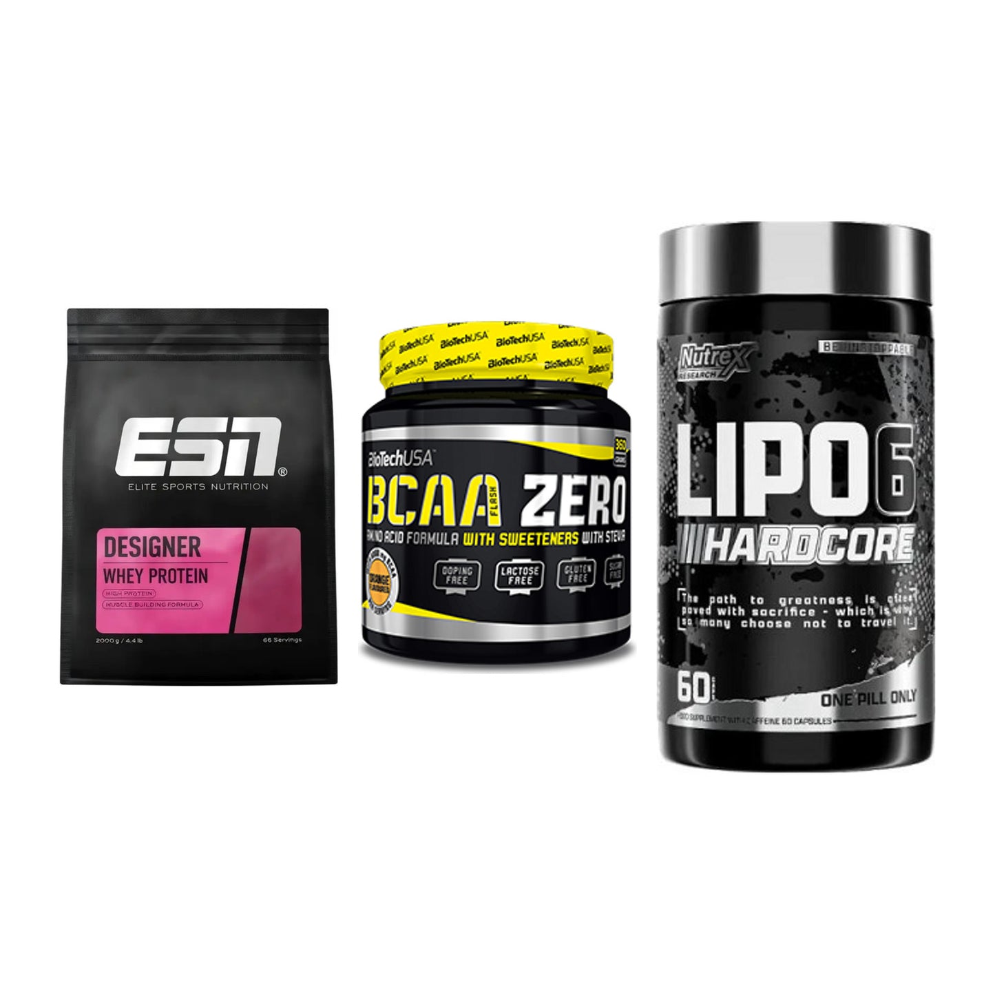 Definitionsphase-Set: ESN Designer + BioTech BCAA + Nutrex Lipo 6 – alle enthaltenen Artikel