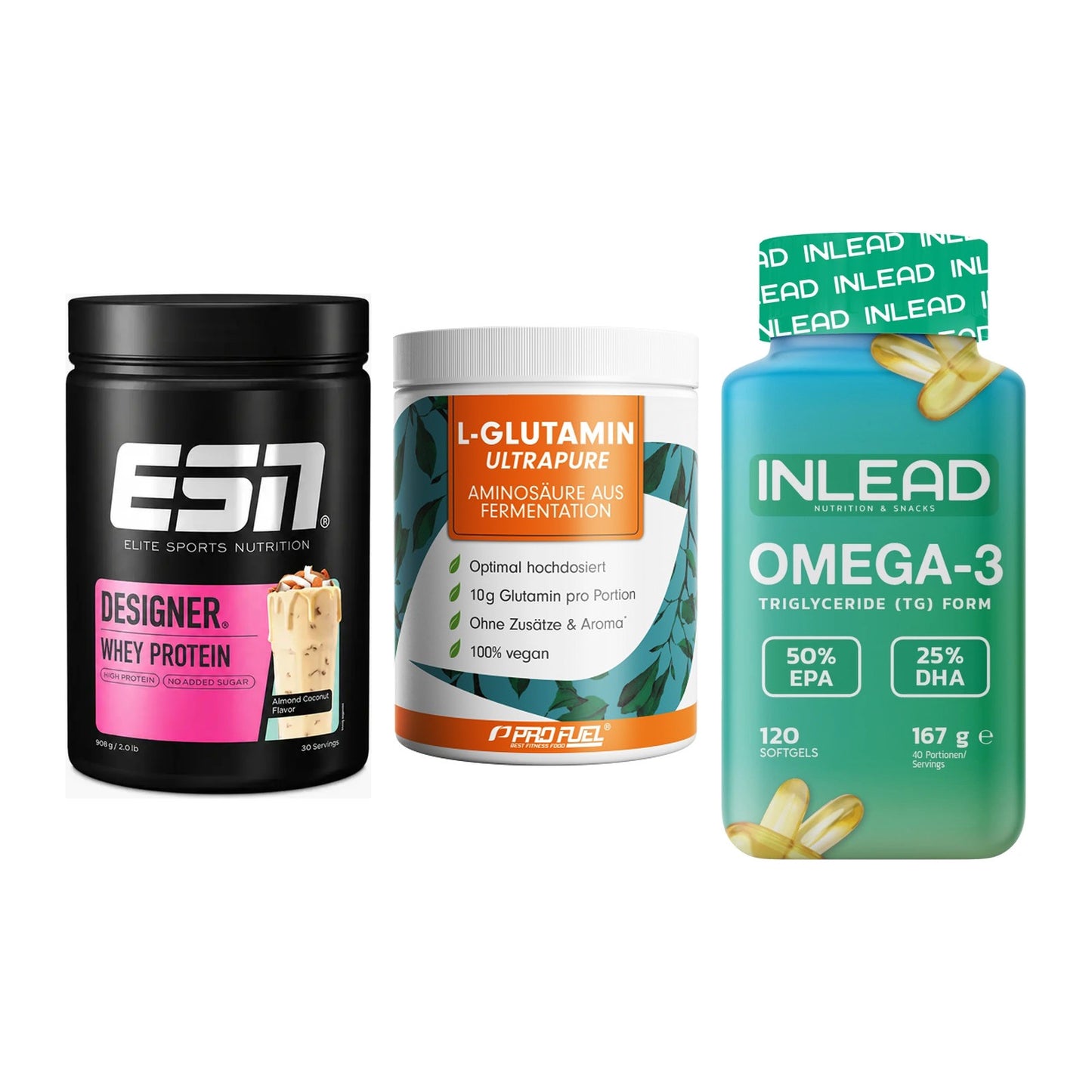 Definitionsphase-Set: ESN Designer + ProFuel Glutam + INLEAD Omega-3 – alle enthaltenen Artikel
