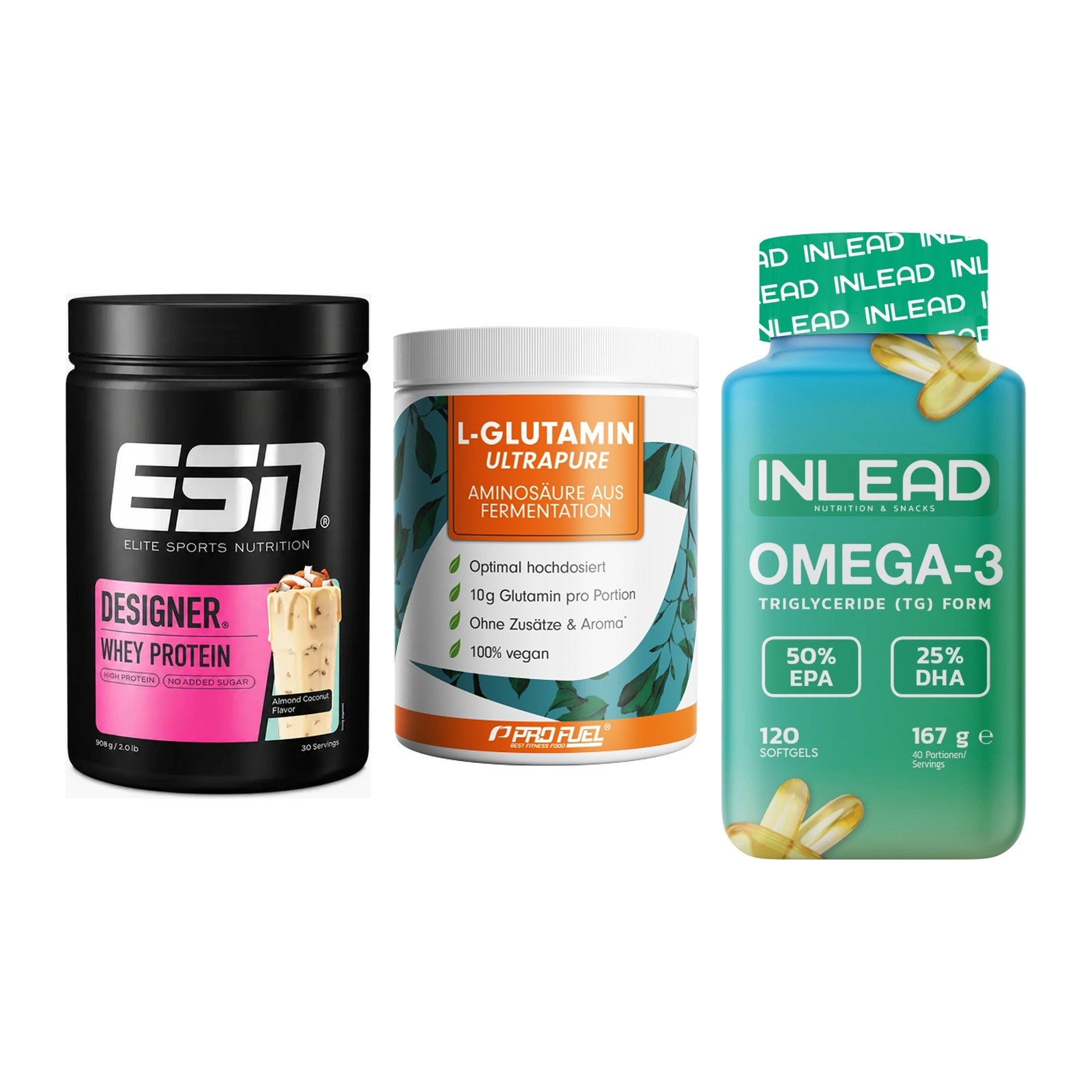 Definitionsphase-Set: ESN Designer + ProFuel Glutam + INLEAD Omega-3 – alle enthaltenen Artikel