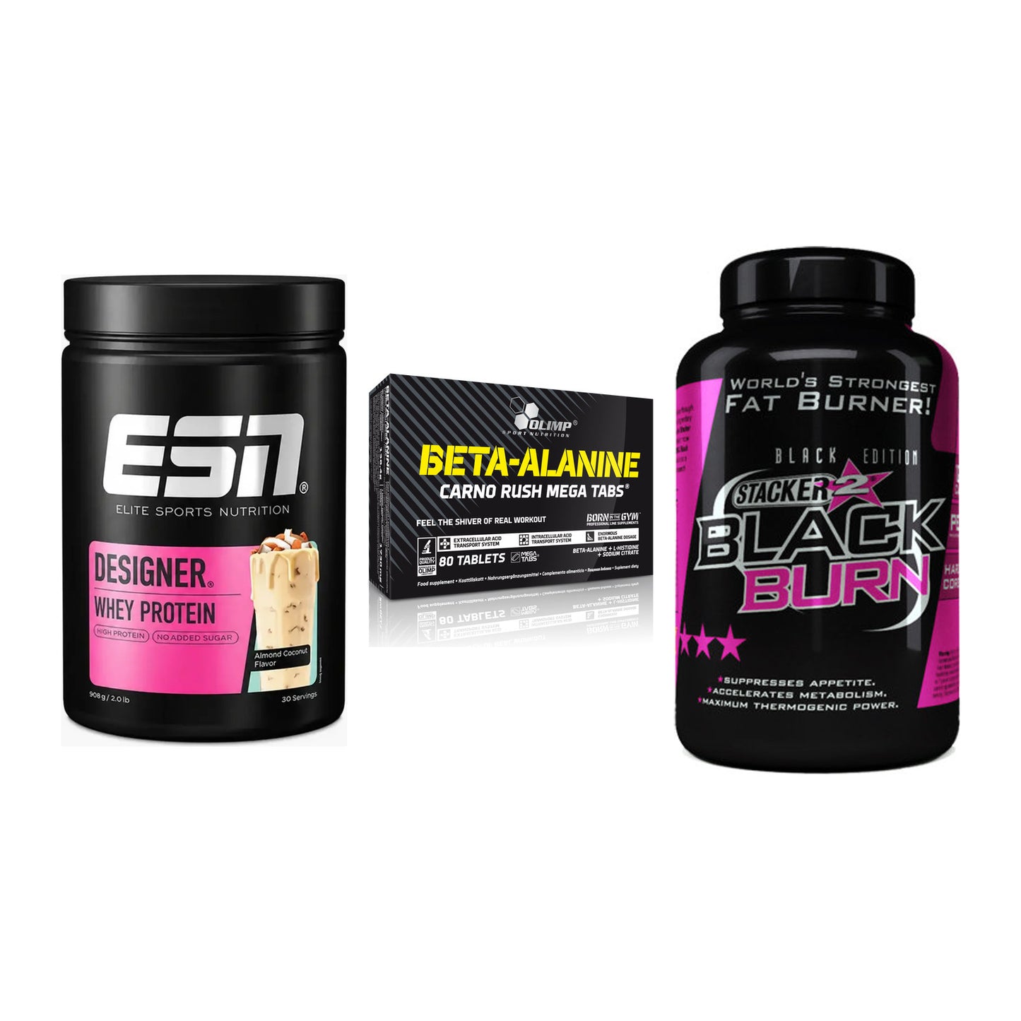 Definitionsphase-Set: ESN Designer + Olimp Beta-Ala + Stacker2 Black – alle enthaltenen Artikel