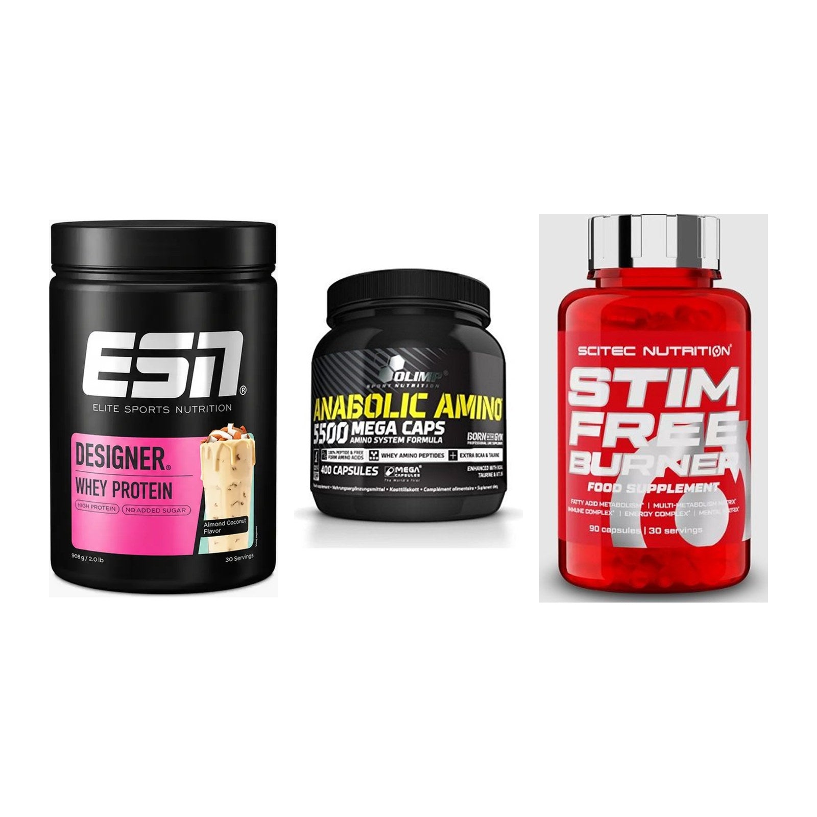 Definitionsphase-Set: ESN Designer + Olimp Anabolic + Scitec Stim – alle enthaltenen Artikel
