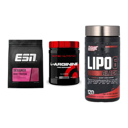 Definitionsphase-Set: ESN Designer + Scitec Arginin + Nutrex Lipo 6 – alle enthaltenen Artikel